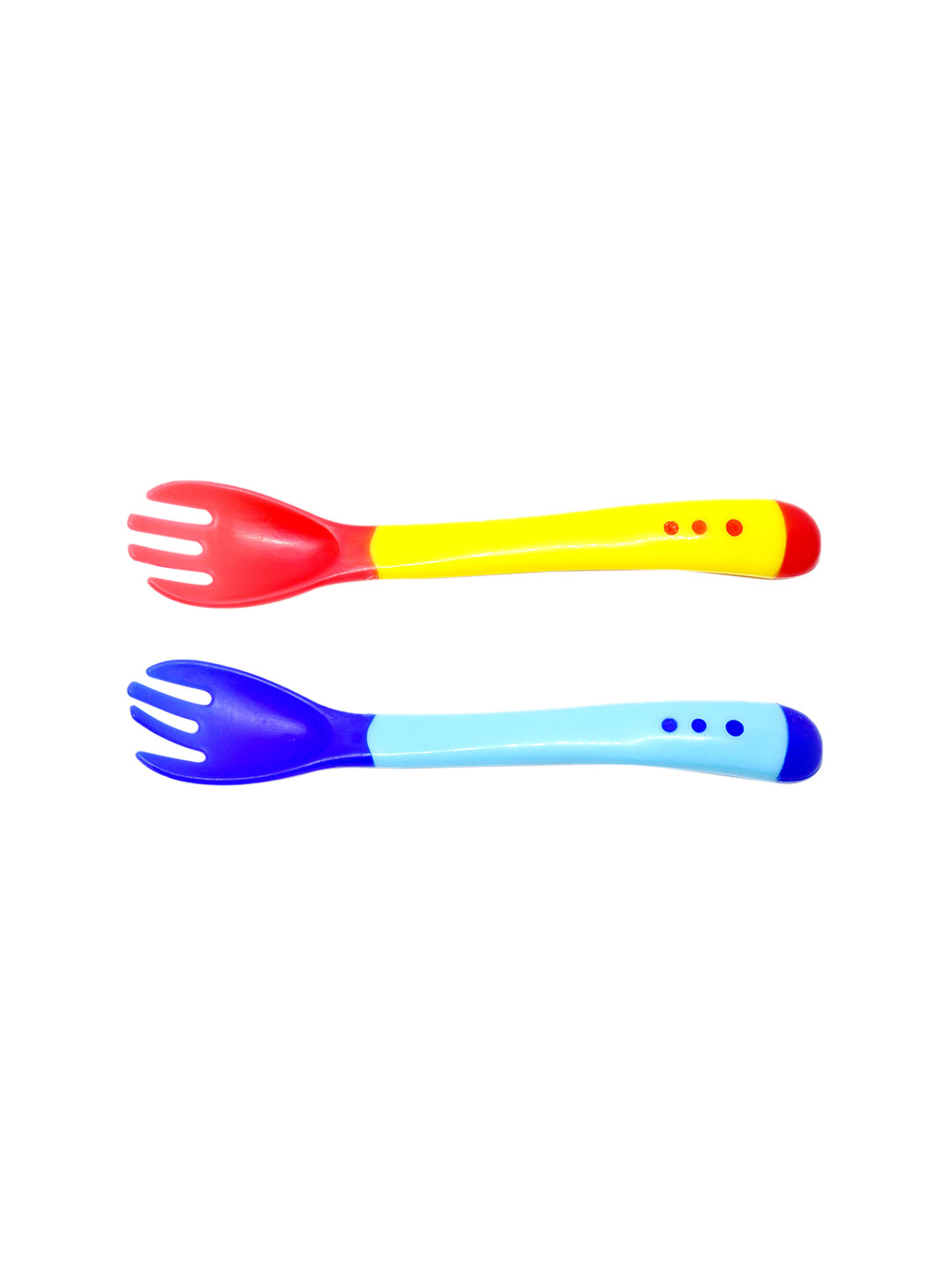 The Little Lookers Infant Kids Set Of 2 Blue & Yellow Silicone Tip Baby Spoon