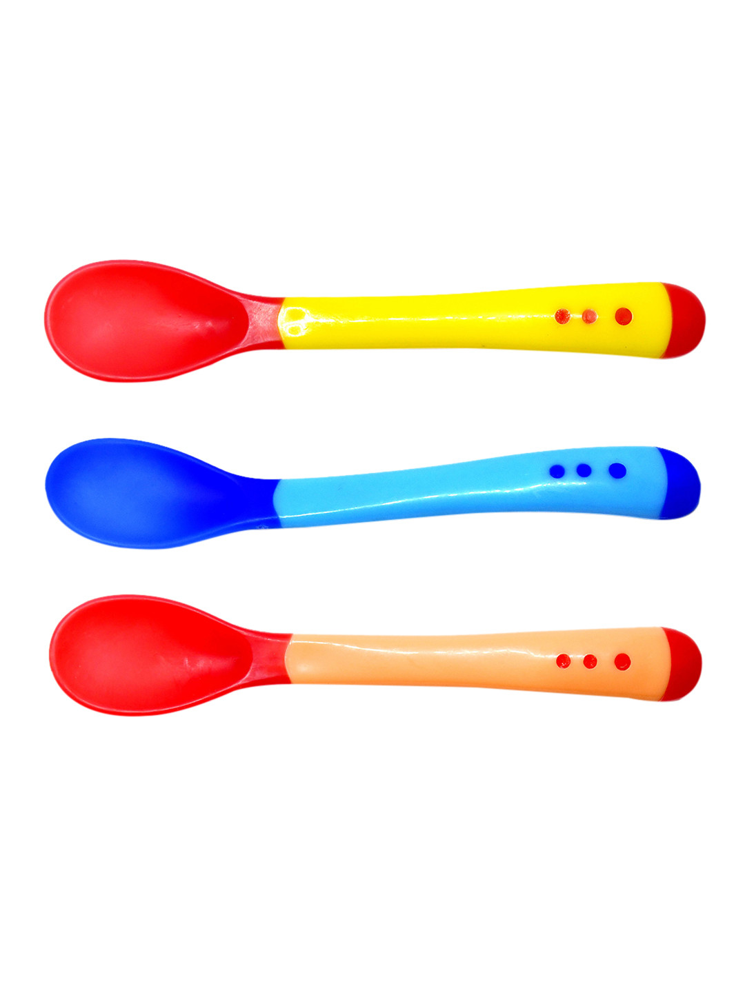 The Little Lookers Kids Set Of 3 Blue & Red Solid Silicon Spoons Baby Utensils