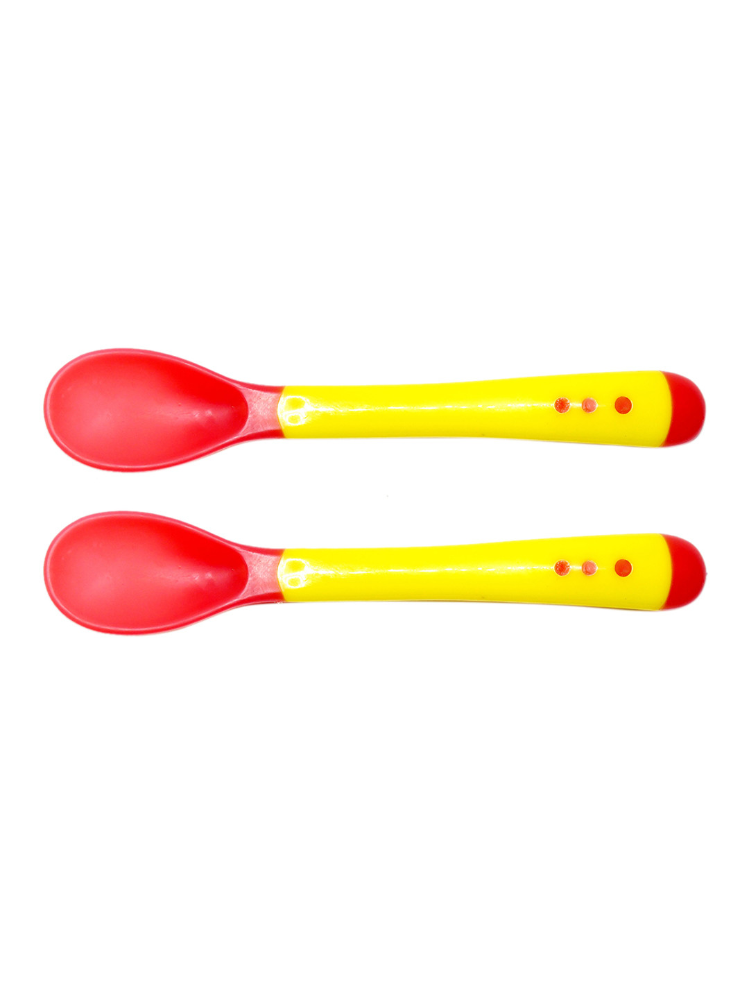 The Little Lookers Pack of 2 Kids Yellow & Red Silicone Tip Heat Sensitive Spoons