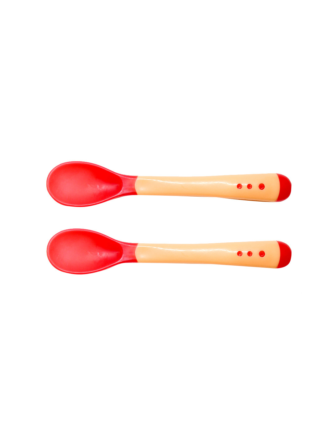 The Little Lookers Pack of 2 Kids Red Silicone Tip Heat Sensitive Spoons