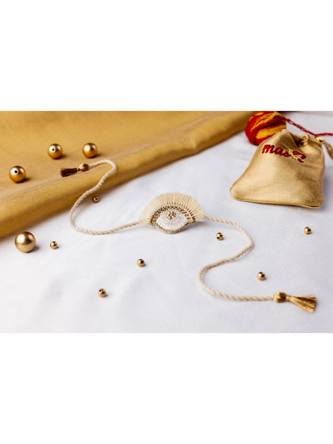 MASQ Pink Teal & Beige Set of 3 Rakhi