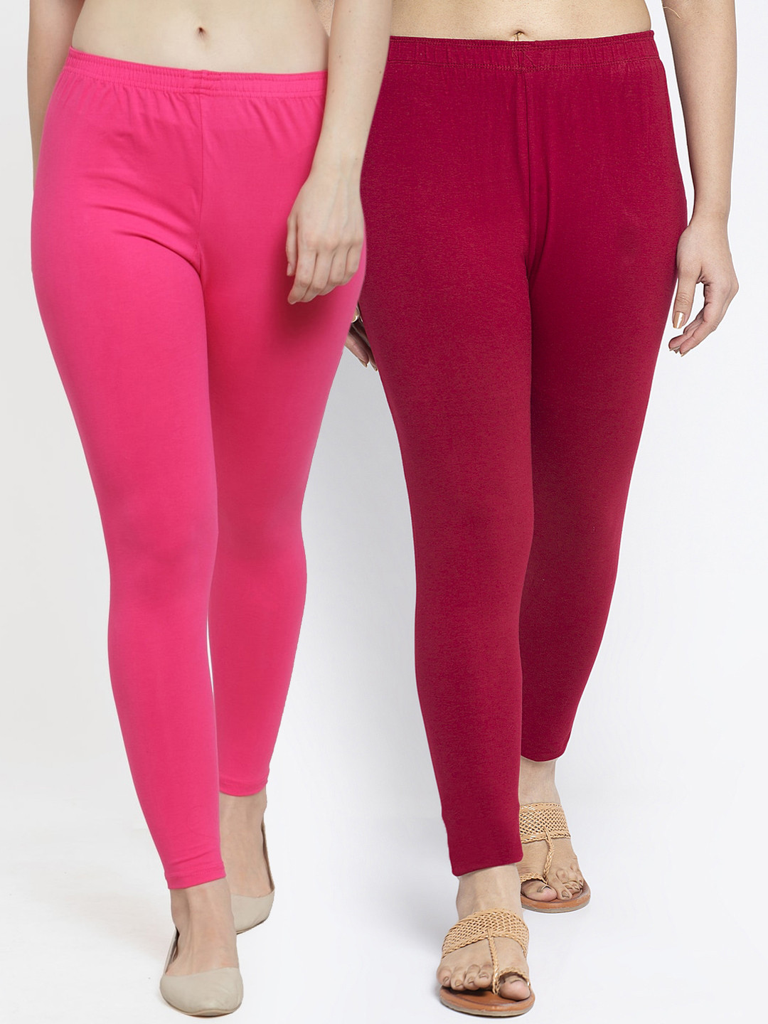 GRACIT Women Pink Maroon Super combo Cotton Lycra Legging