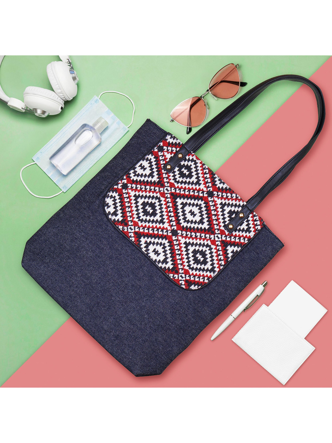 Kanvas Katha Blue Denim Tote Bag