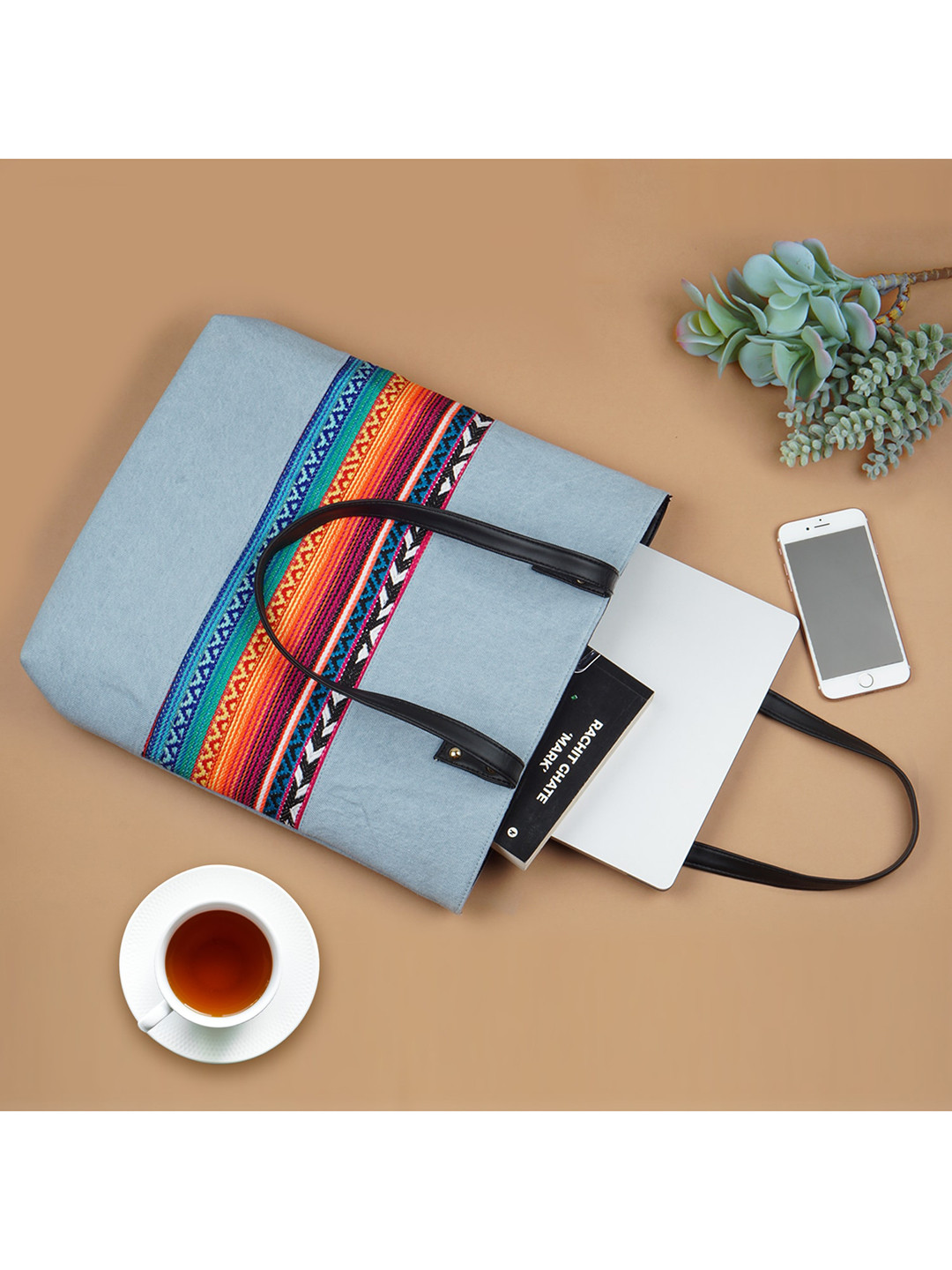 Kanvas Katha Blue Denim Tote Bag