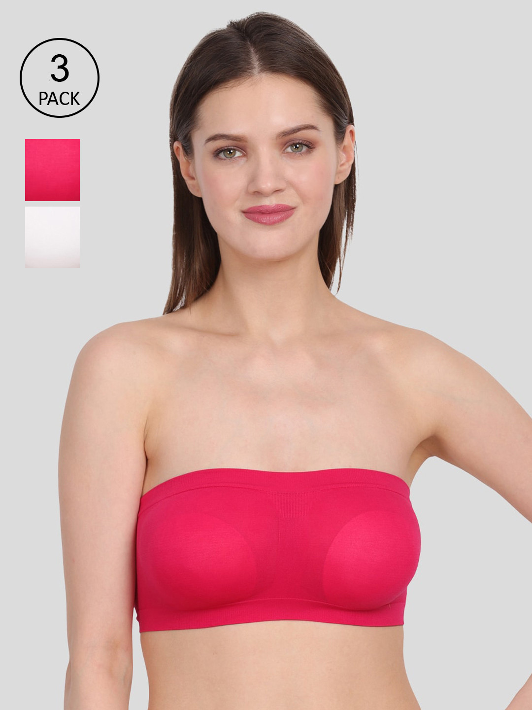 Amour Secret Pink & White Non-Padded Tube/Bandeau Bra Pack of 2