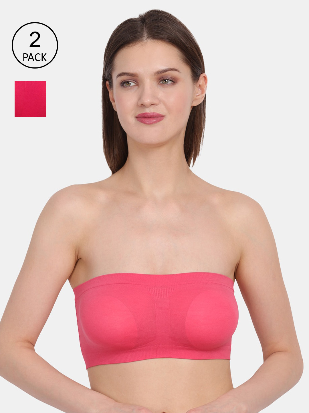 Amour Secret Coral & Pink Bandeau Bra  Pack of 2