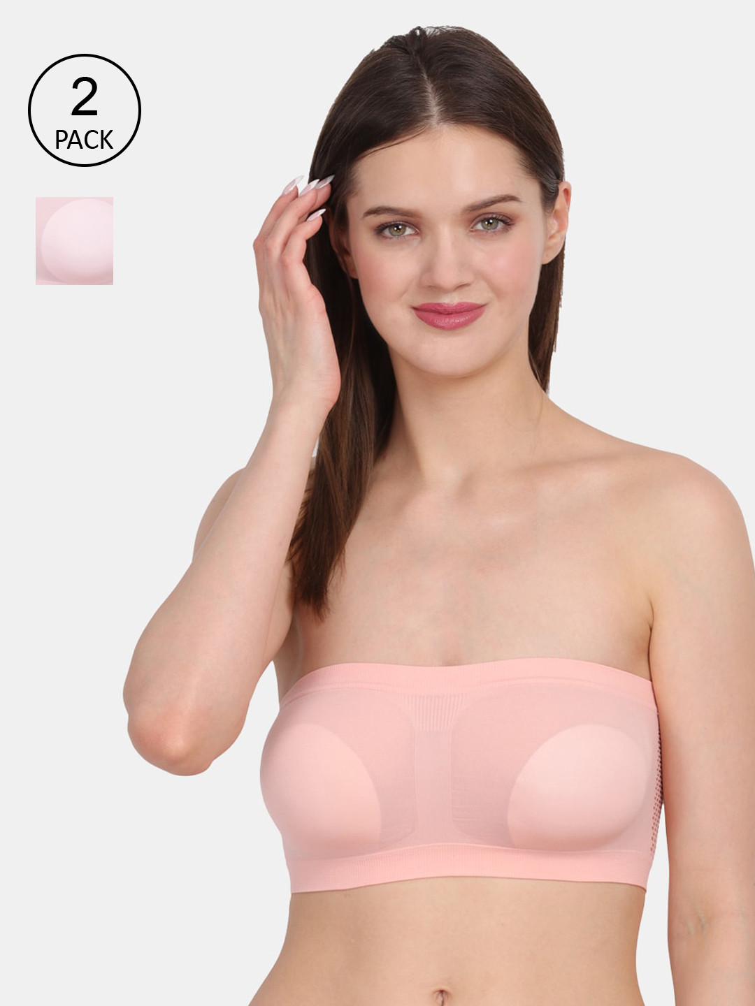 Amour Secret Peach-Colored & Pink Bandeau Non-padded/Tube Bra pack of 2