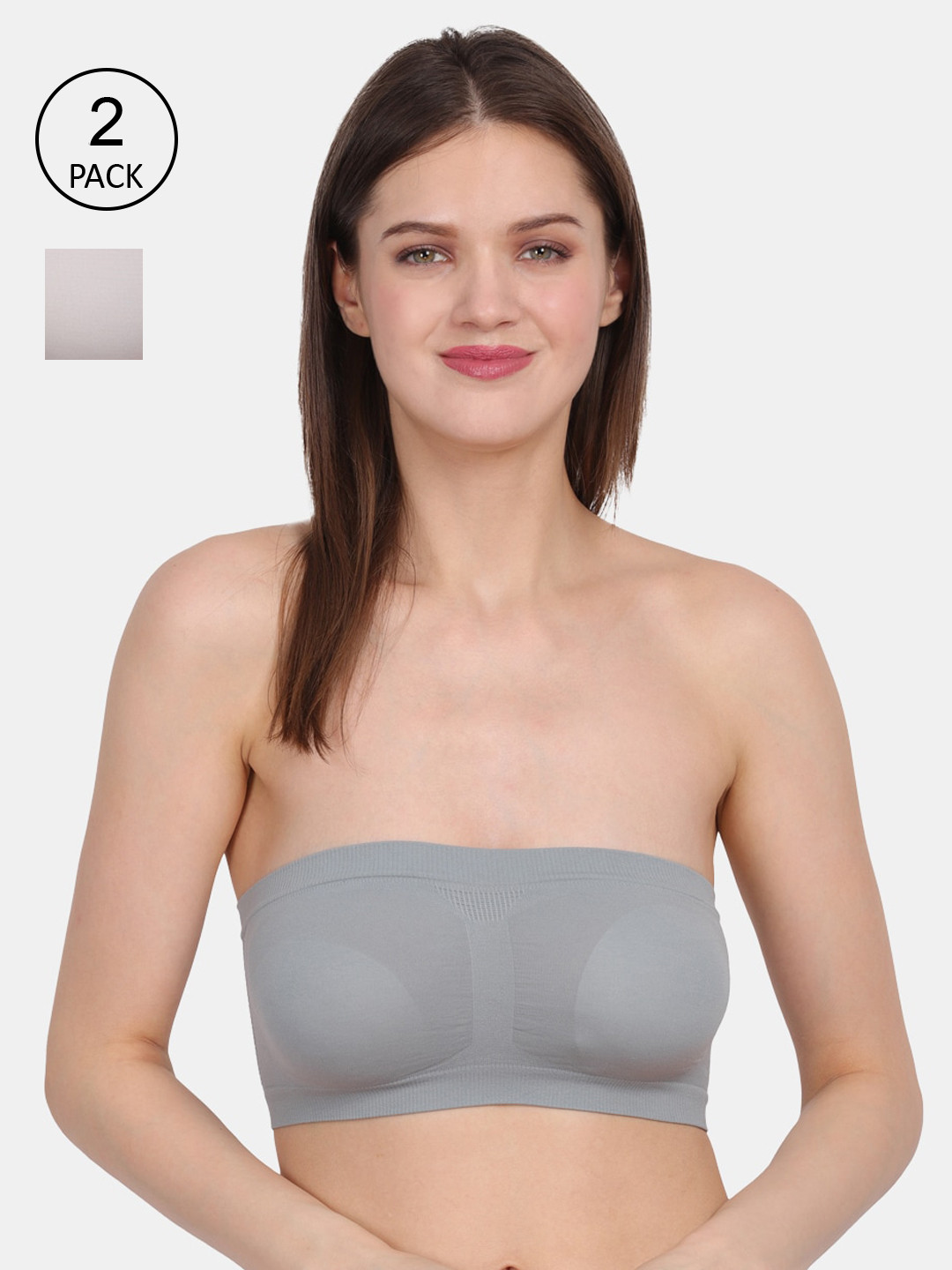 Amour Secret Grey Tube/Bandeau Non-padded Pack of 2 Bra