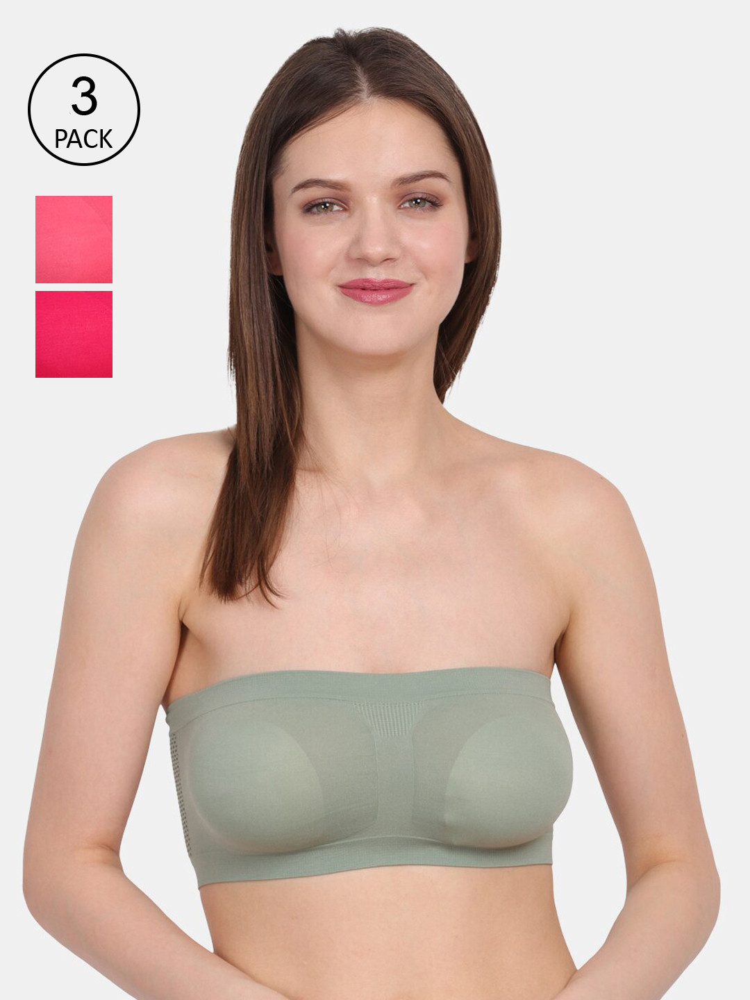 Amour Secret Pink & Green Bandeau Bra