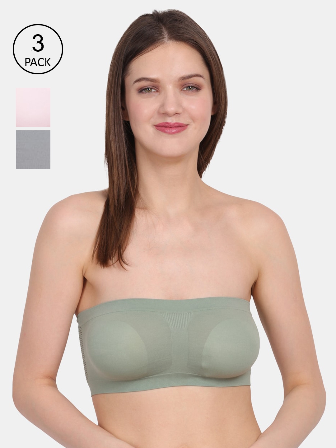  3Pack Womens Seamless Bandeau Crop Tube Top Bra