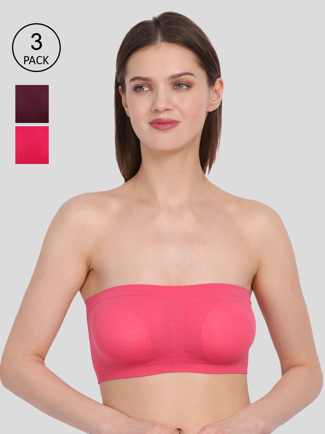 Buy Amour Secret Pack Of 3 Coral & Pink Non Padded Bandeau Bra  TB022_Crl_Dpnk_Prl Coral - Bra for Women 19038364