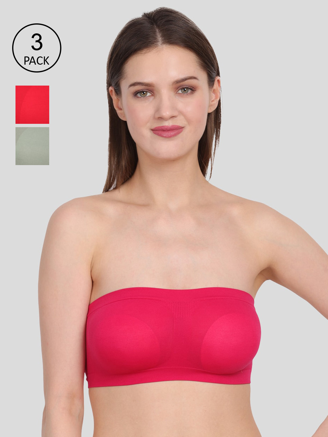 Amour Secret Pink & Green Bandeau Bra