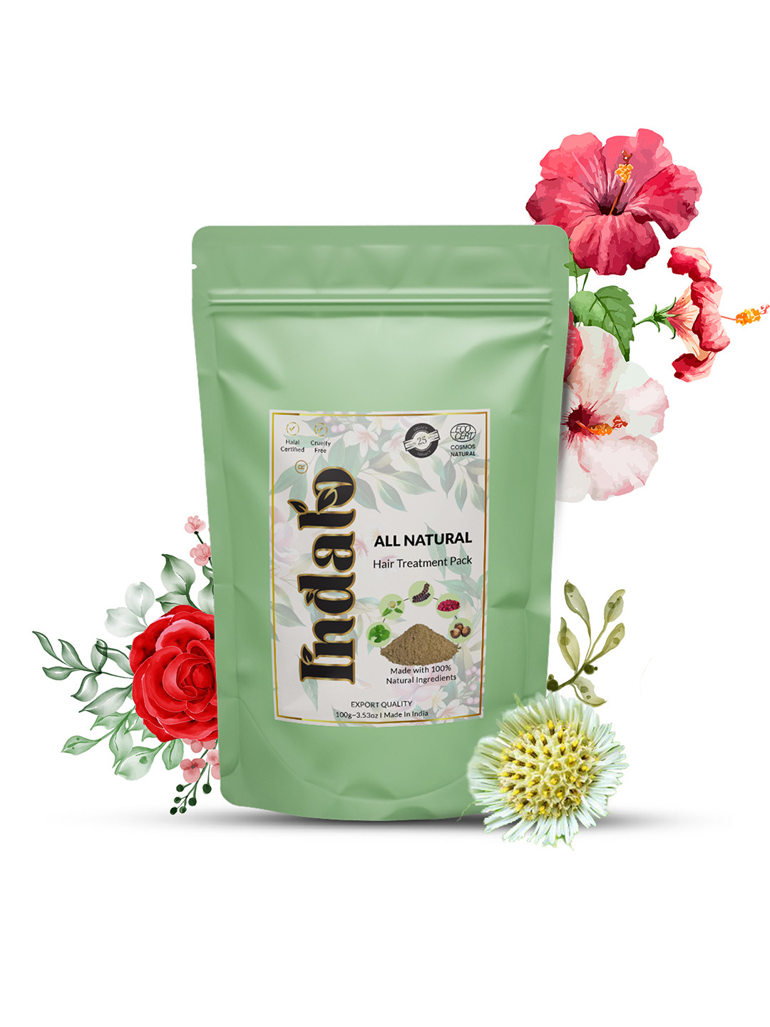 INDALO Set Of 2 All-Natural Hair Treatment Pack for Conditioning Hair Growth - 100g Each