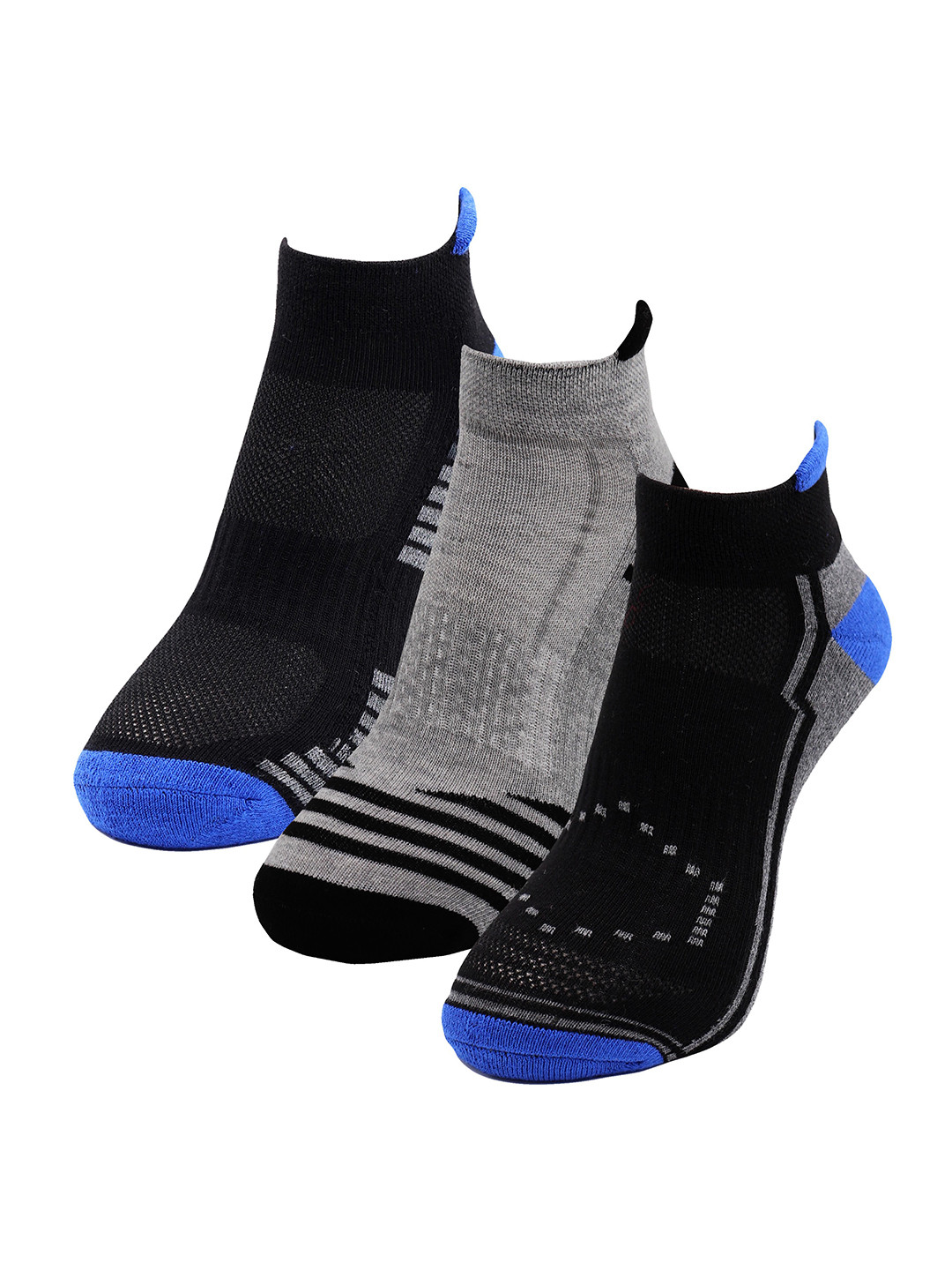 RC. ROYAL CLASS Men Pack Of 3 Black & Blue Colorblocked Socks