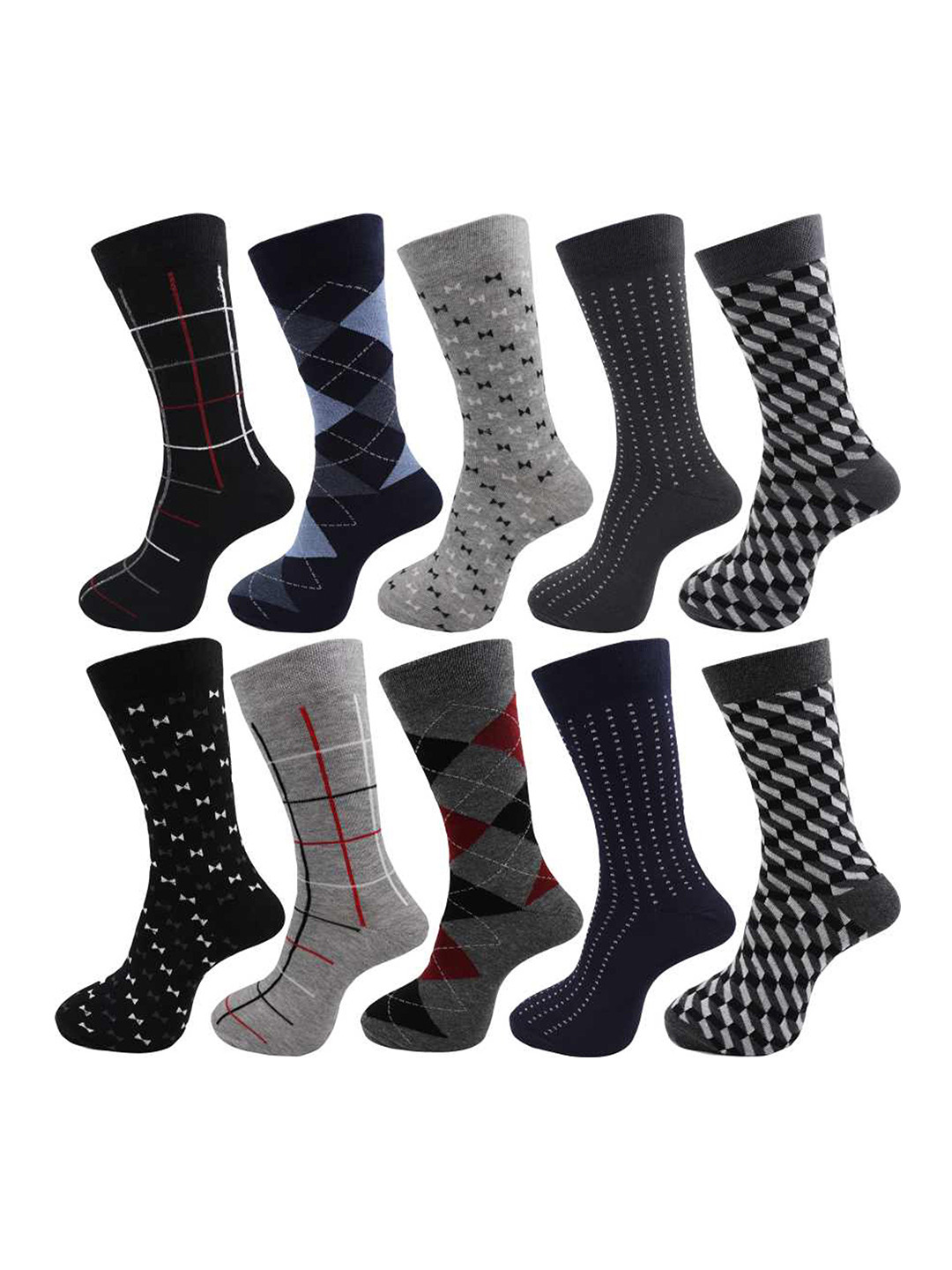 RC. Royal Class Men Pack Of 10 Assorted Calf Length Cotton Socks