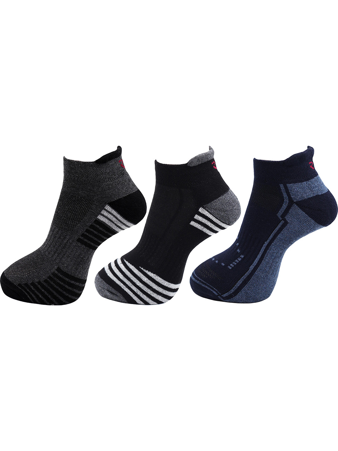 RC. ROYAL CLASS Men Pack Of 3 Striped Printed Ankle Length Terry Cotton Socks