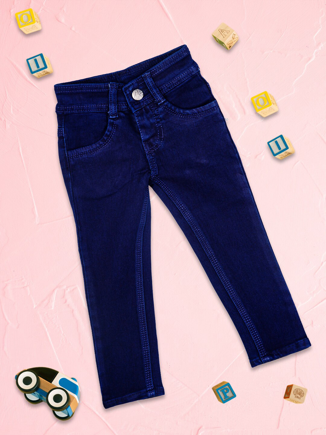 MeeMee Girls Navy Blue Low-Rise Stretchable Jeans