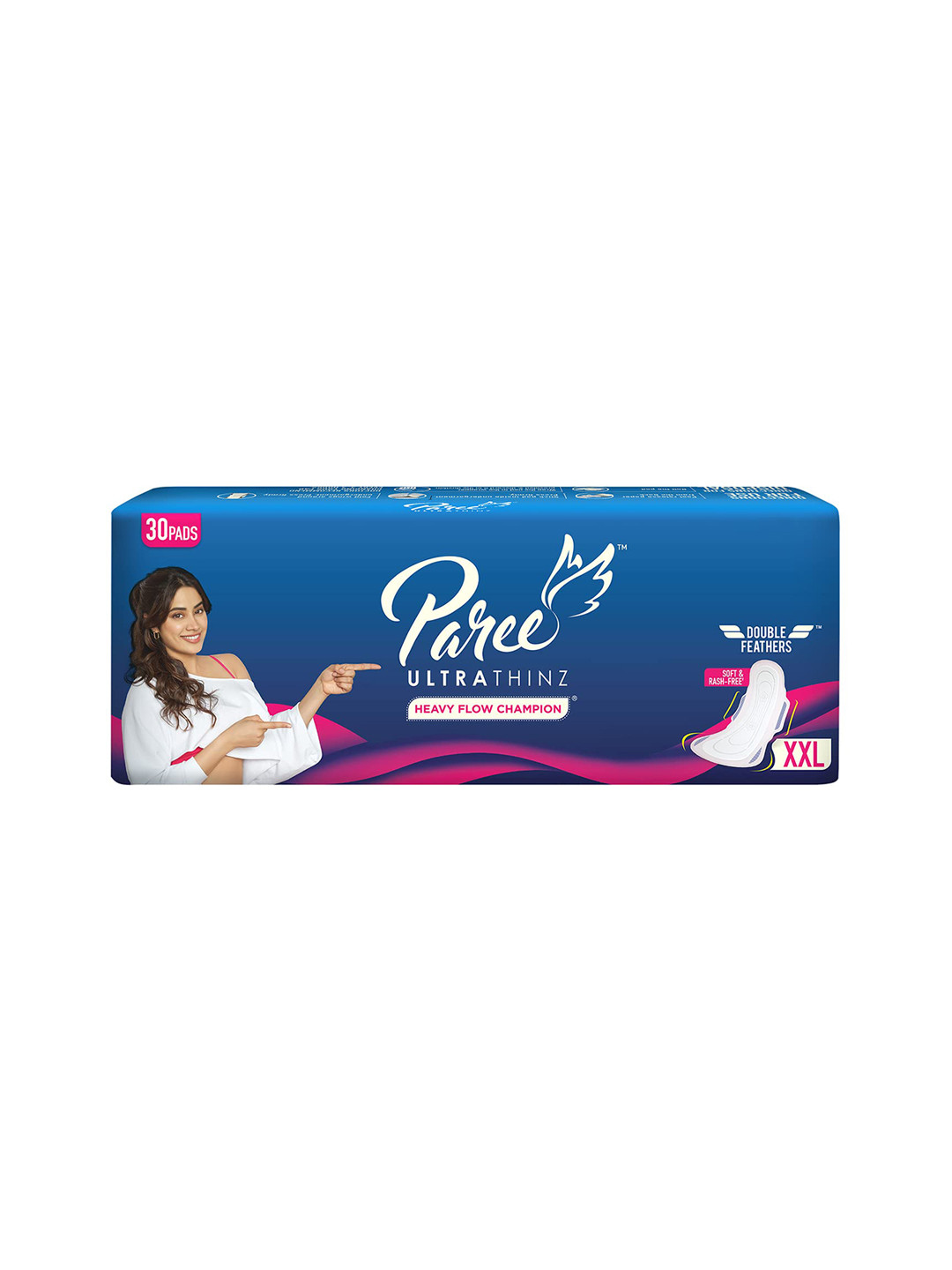 Paree Ultra Thinz Soft & Rash Free Double Feathers Heavy Flow XXL Sanitary Pads - 30 Pads