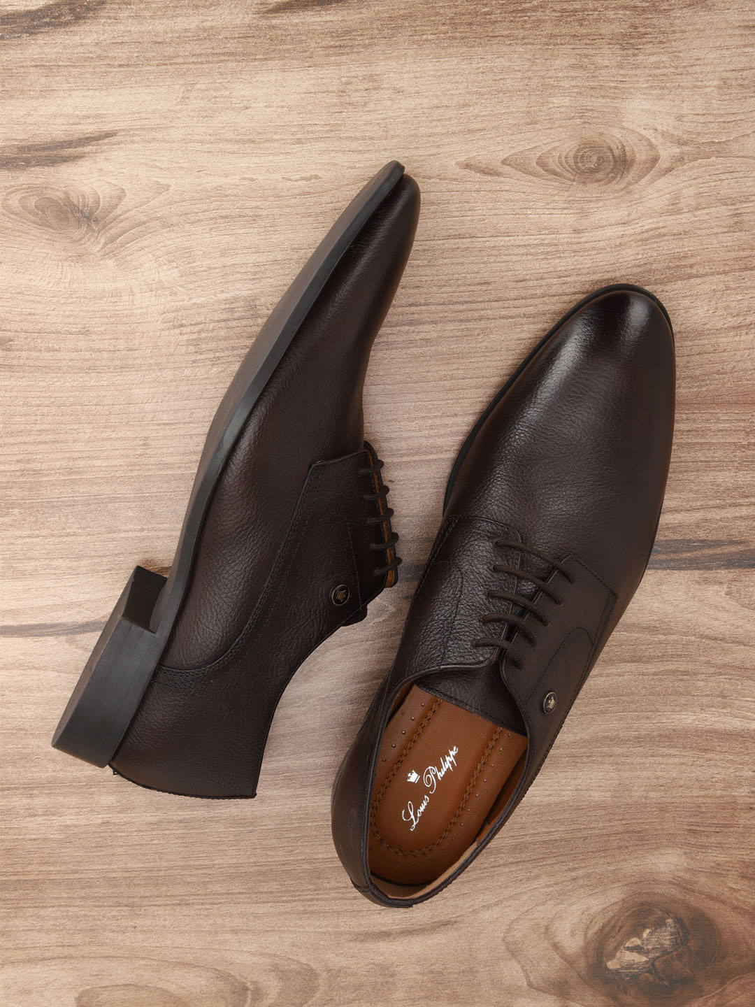 Louis Philippe Men Brown Formal Derby Shoes