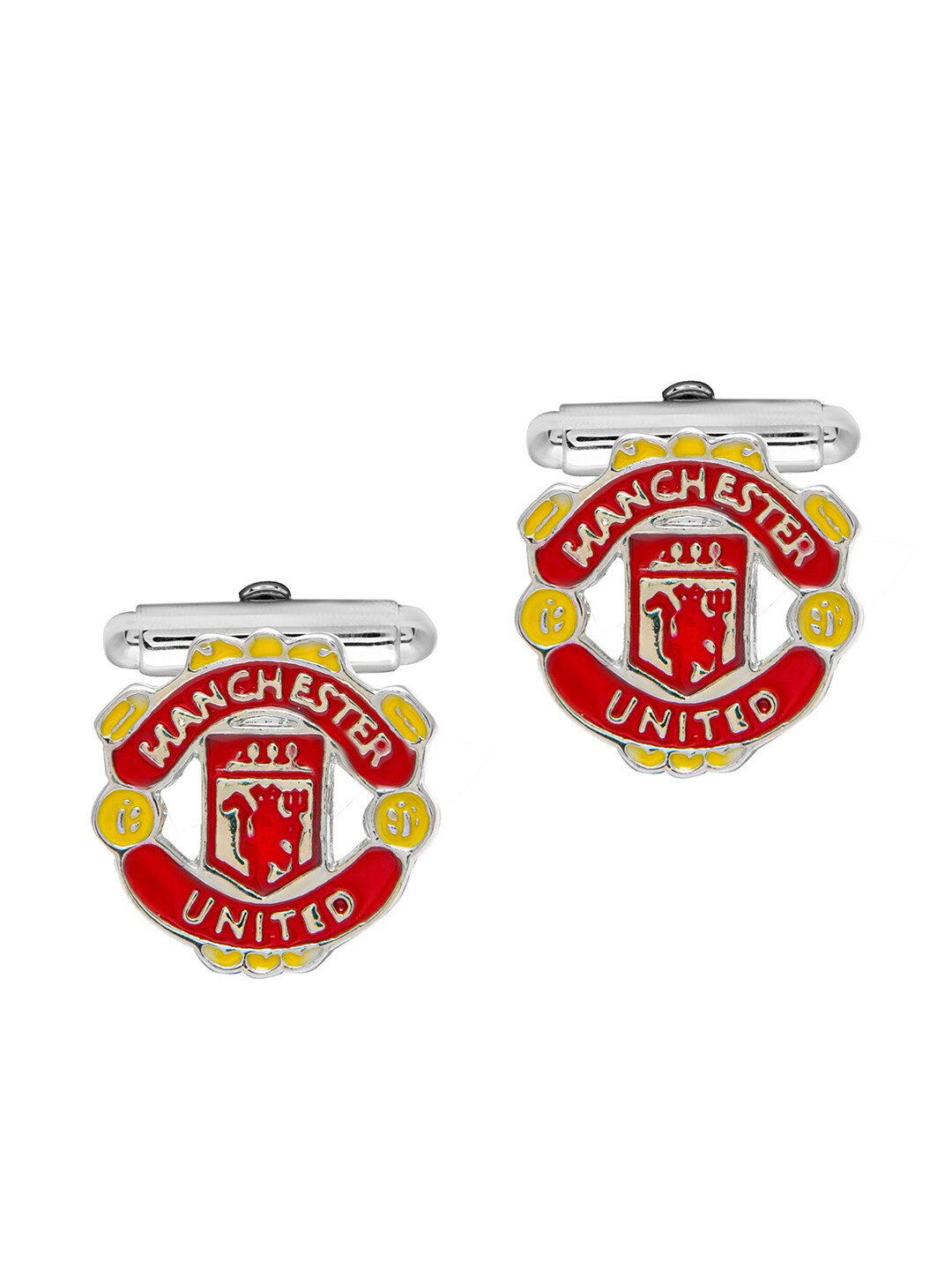 bodha Silver-Toned & Red Cufflink