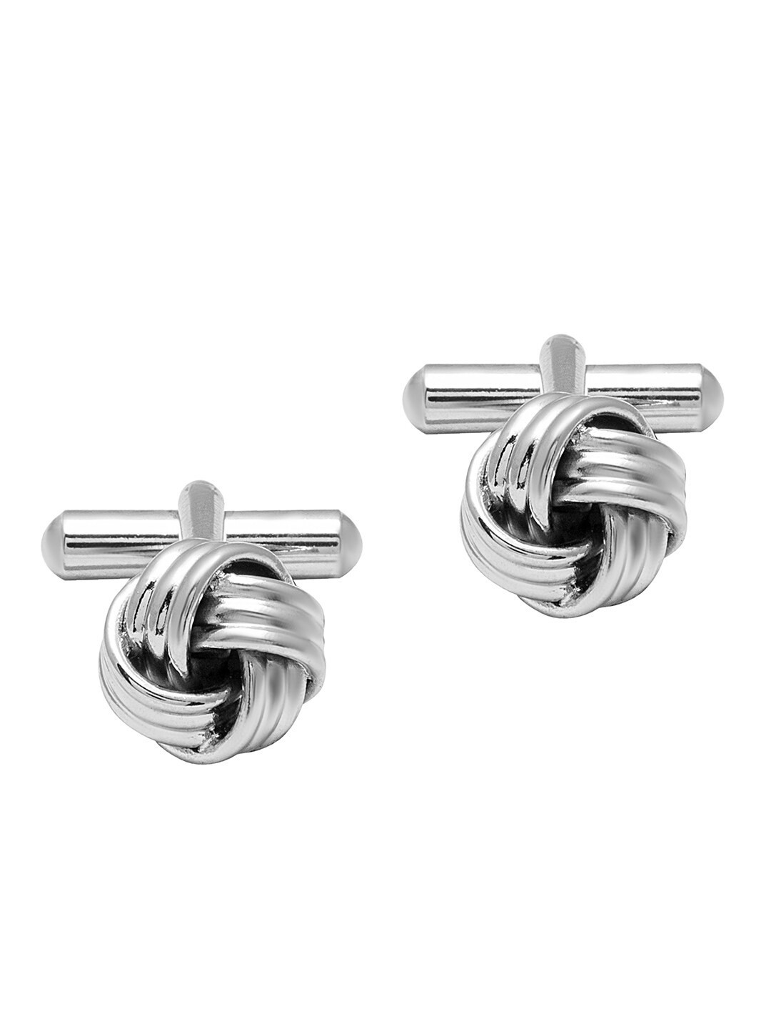 bodha Men 925 Silver Plated Classic Knot Design Cufflinks