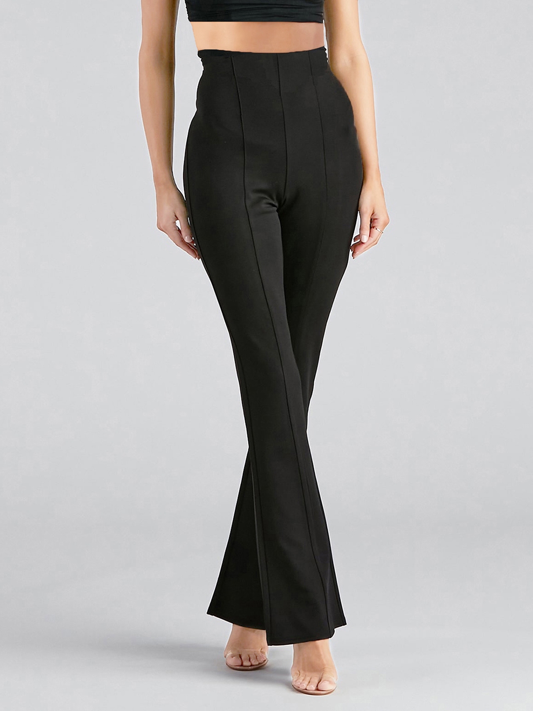 ADDYVERO Women Black High Rise Easy Wash Trousers - Trousers for Women 19040144 | Myntra