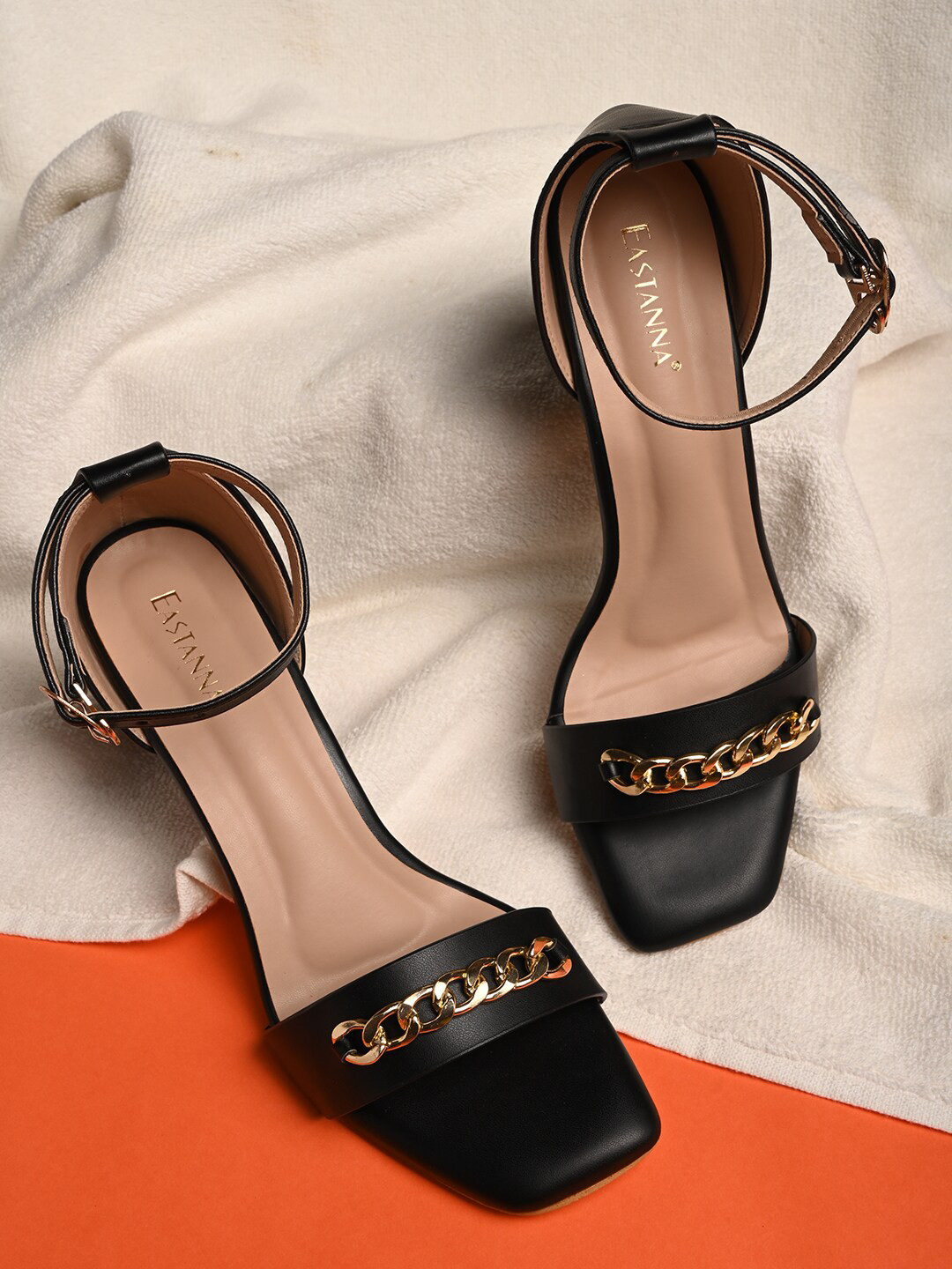 BuckleUp Black Block Heels