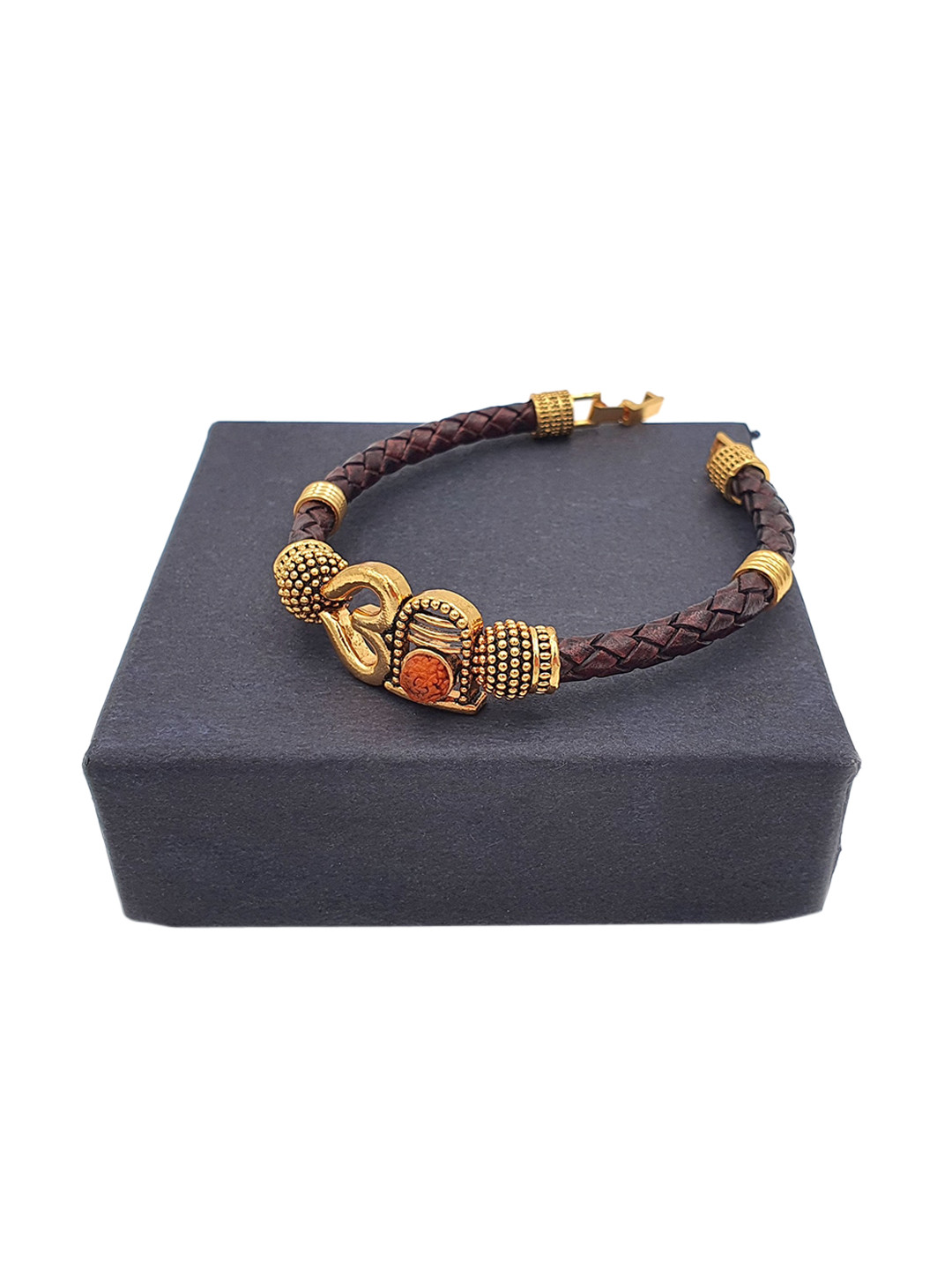 YOUSTYLO Unisex Gold-Toned & Black Temple Gold-Plated Armlet Bracelet