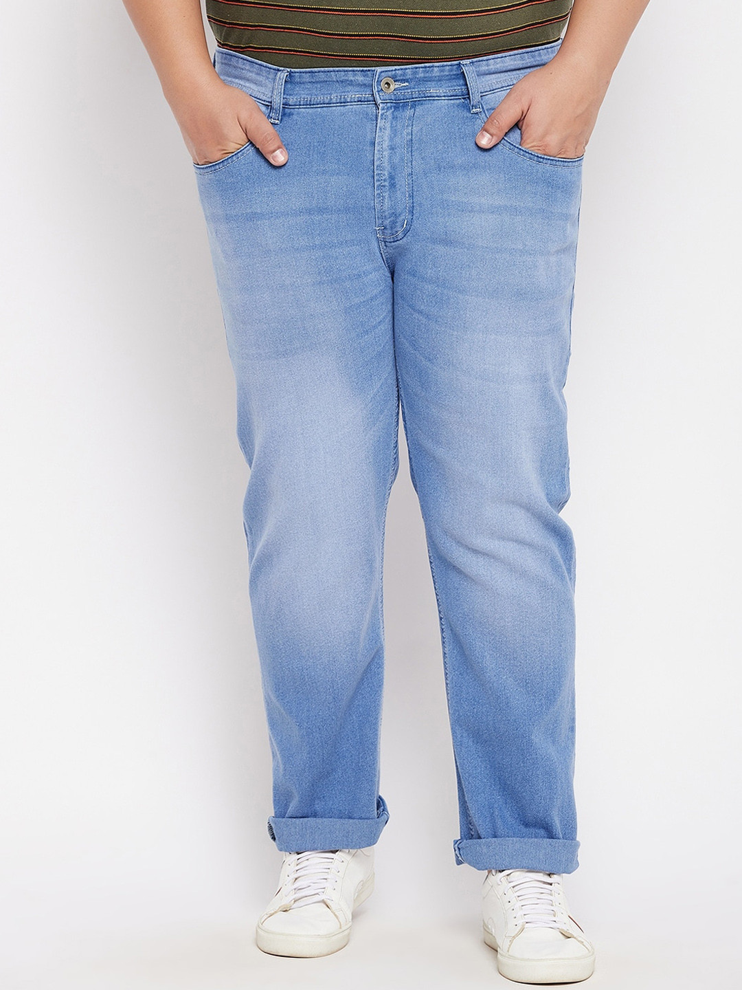 bigbanana Men Plus Size Washed Indigo Denim