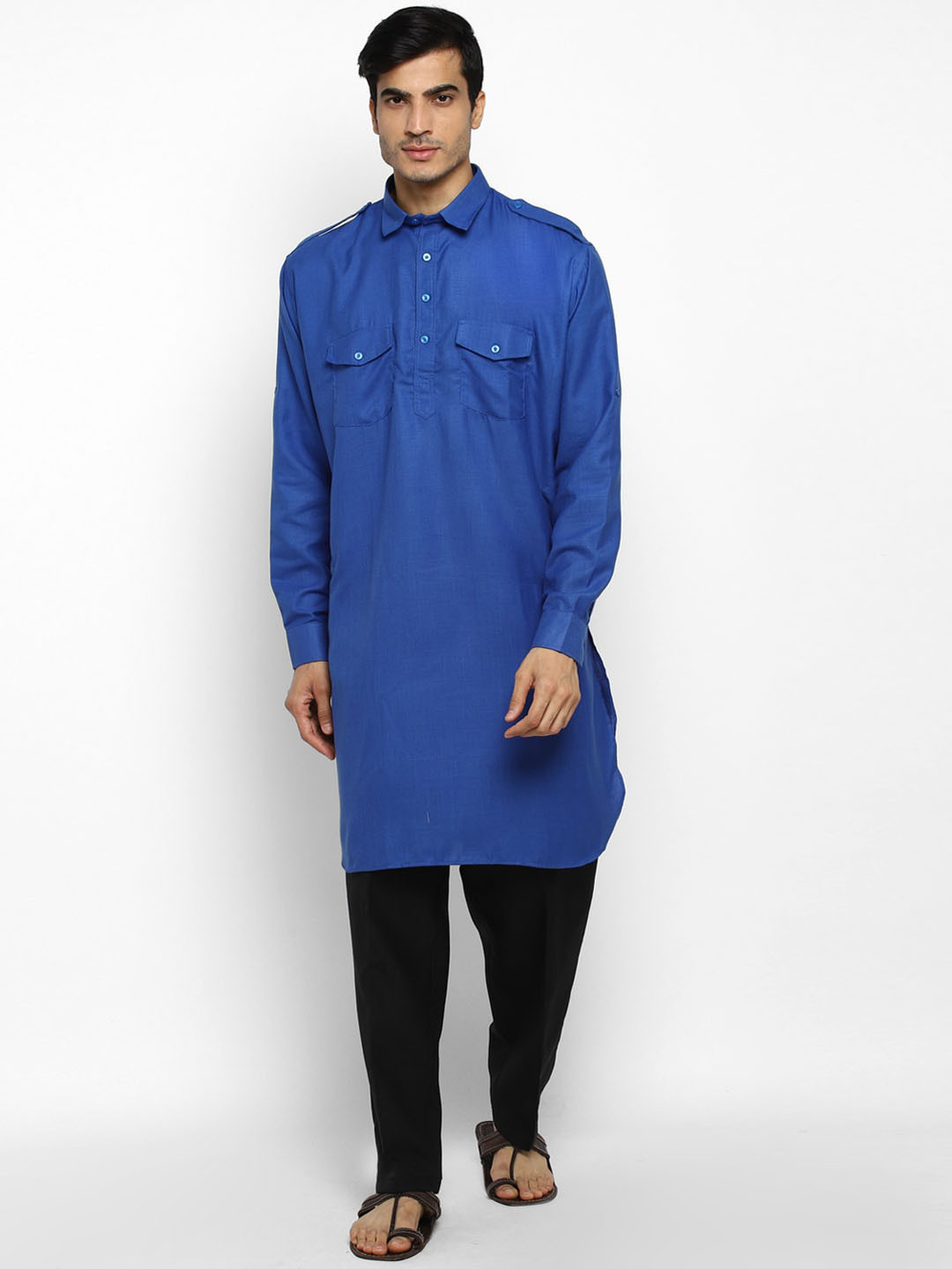 ROYAL KURTA Men Blue Pathani Kurta