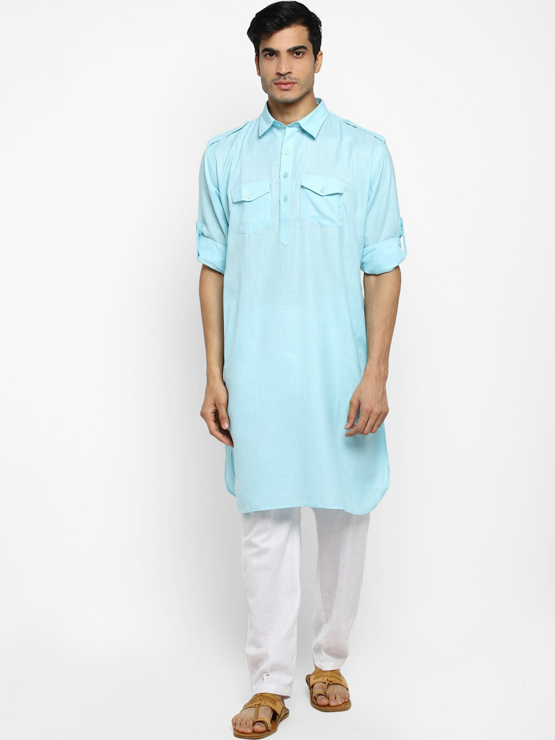 ROYAL KURTA Men Blue Pathani Kurta