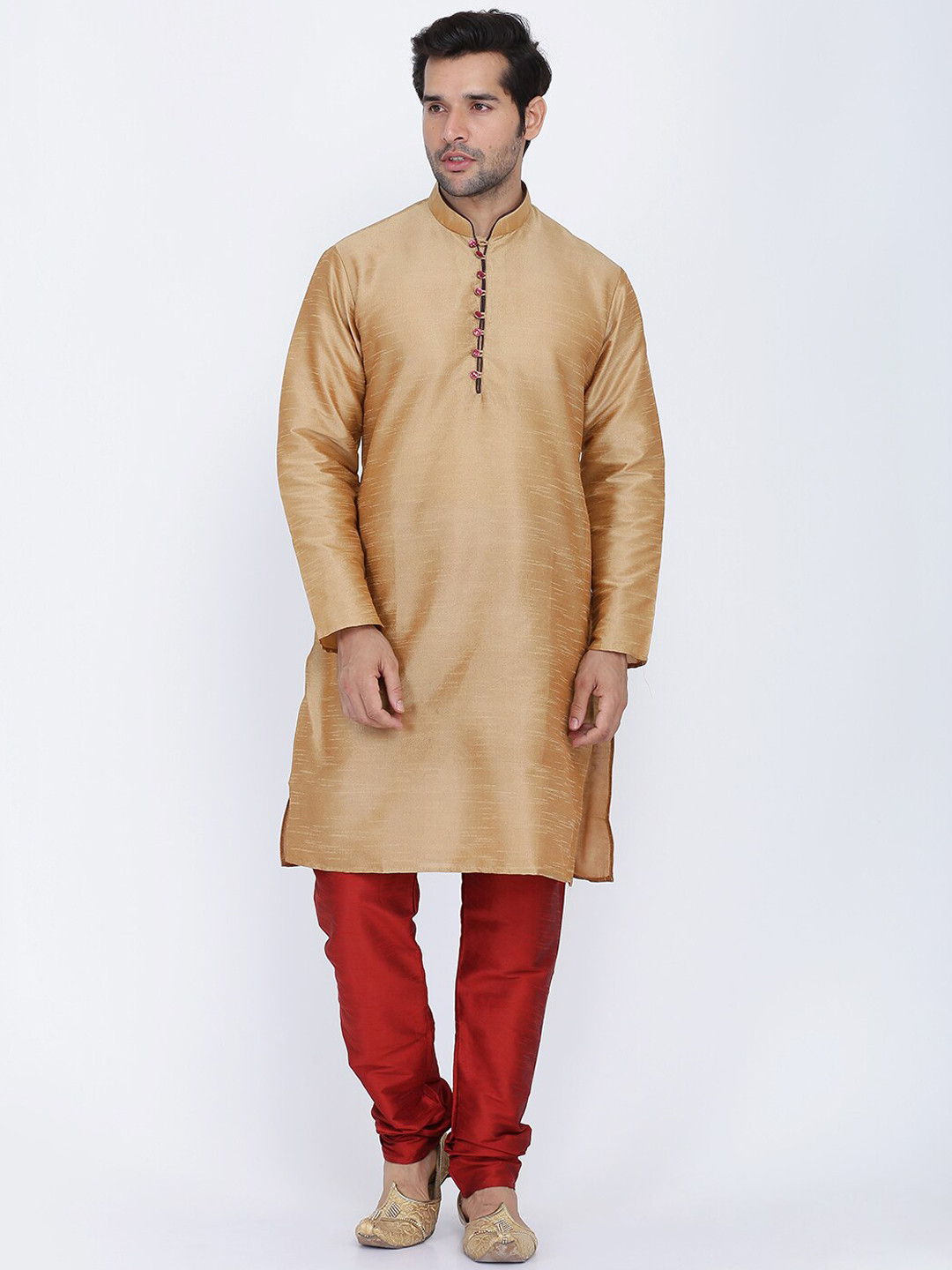 ROYAL KURTA Men Brown Dupion Silk Kurta with Churidar