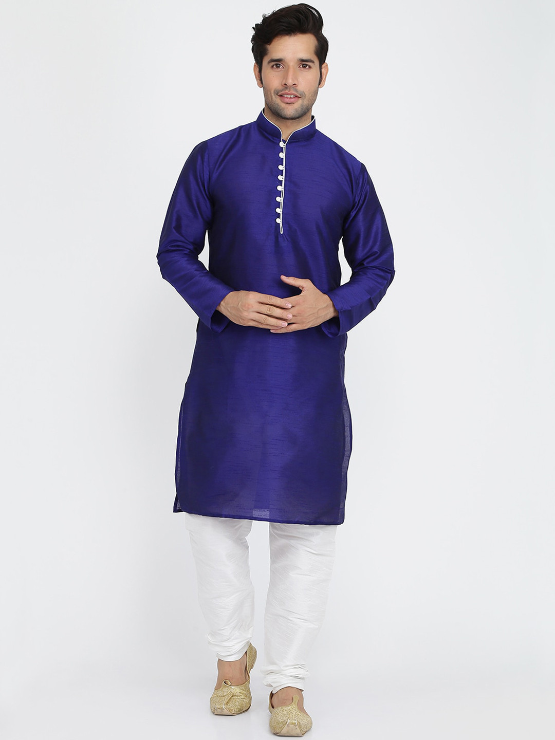 ROYAL KURTA Men Blue Dupion Silk Kurta with Pyjamas