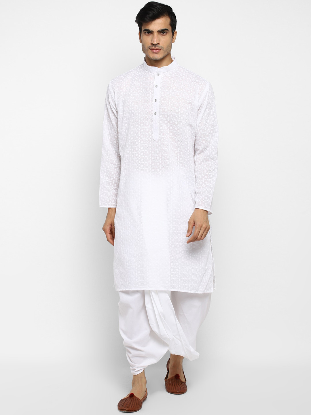 ROYAL KURTA Men White Pure Cotton Kurta with Dhoti Pants