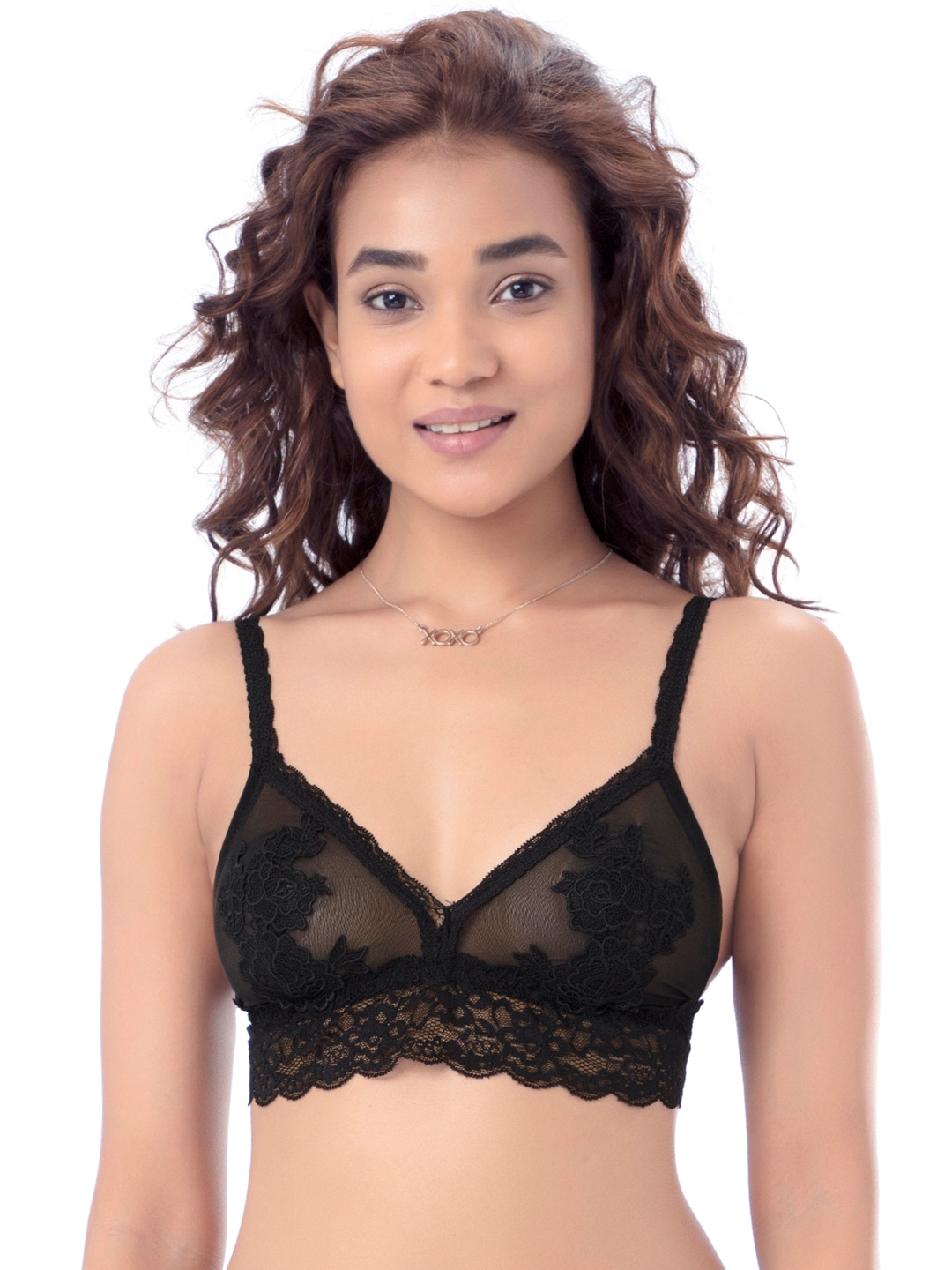 Buy PrettySecrets Black Lace Bralette Bra B0019 - Bra for Women 1904434