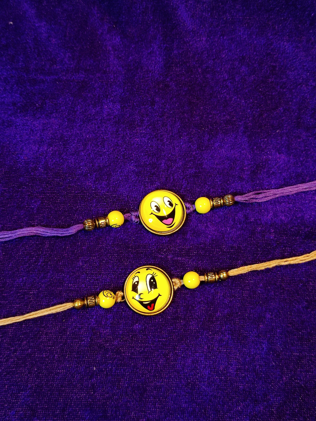 CRAYTON Men Set Of 2 3D Smiley Beaded Rakhi