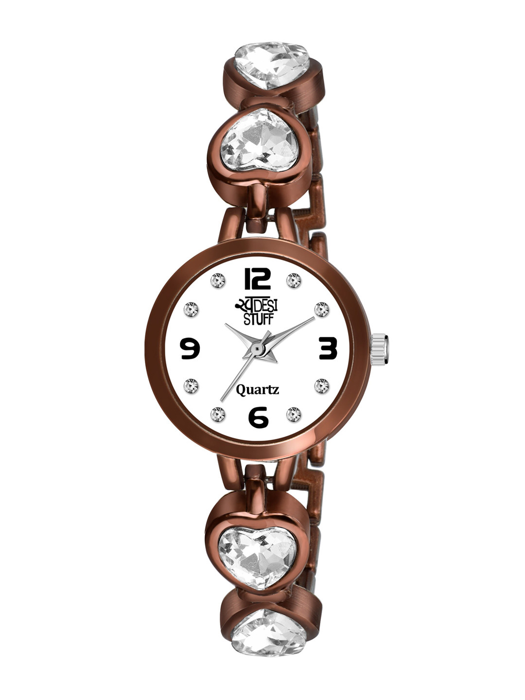 SWADESI STUFF Women White Dial & Brown Bracelet Style Straps Analogue Watch