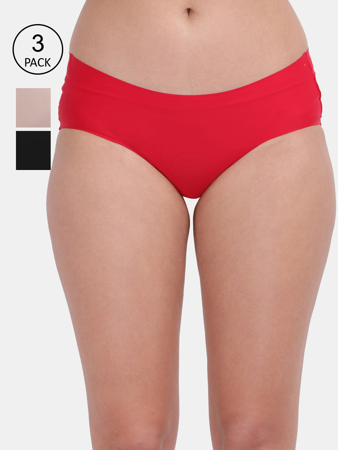 Amour Secret Women  Assorted Mid Rise Bonded Pack of 3 Black Mid Rise Hipster Briefs