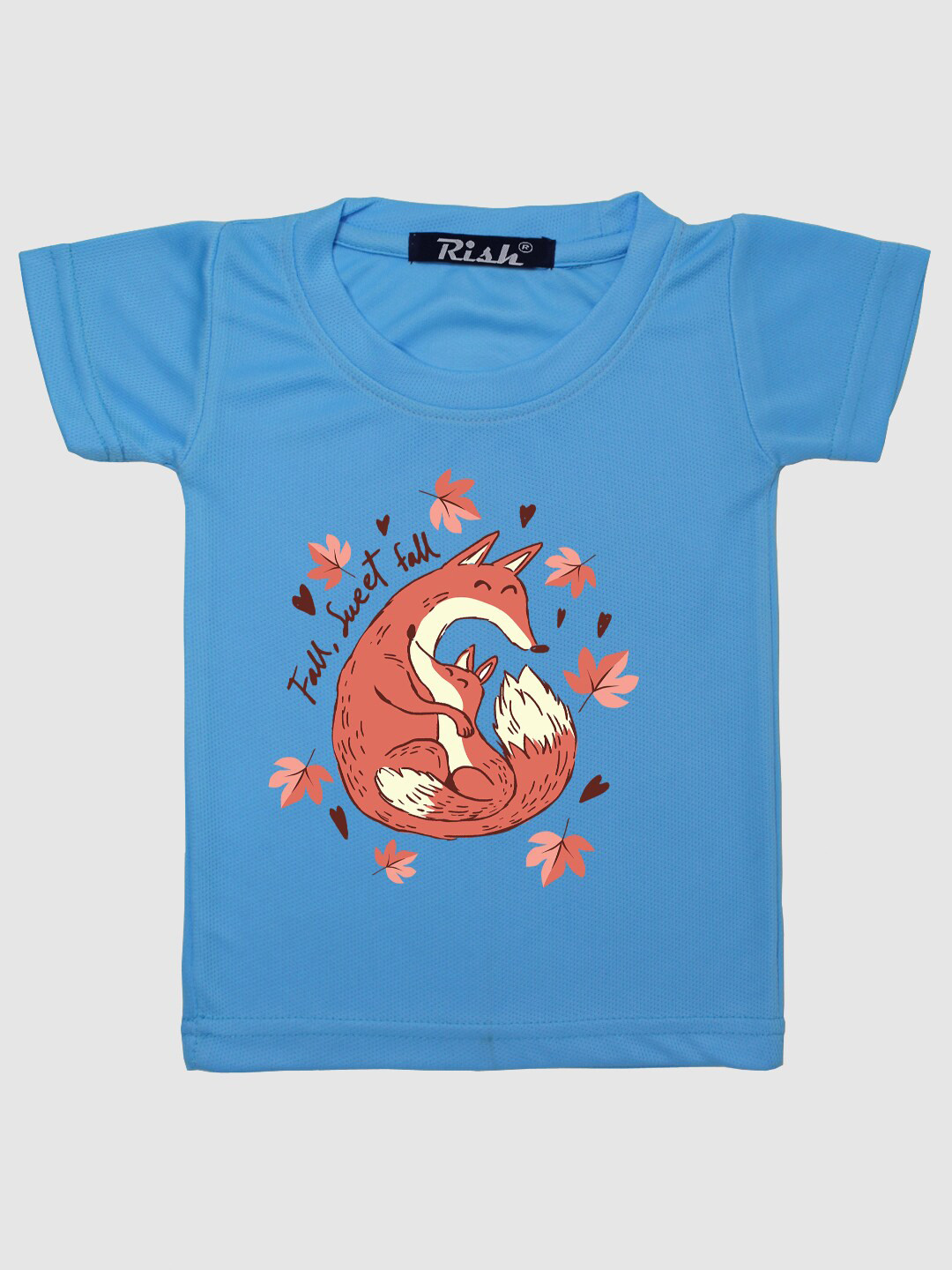RISH Kids Blue Fox In Autumn Printed T-shirt