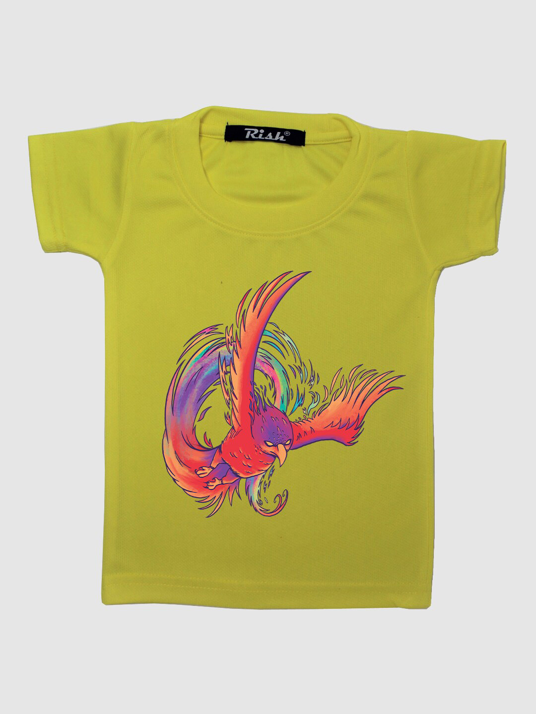 RISH Kids Yellow Colourful Phoenix Printed T-shirt