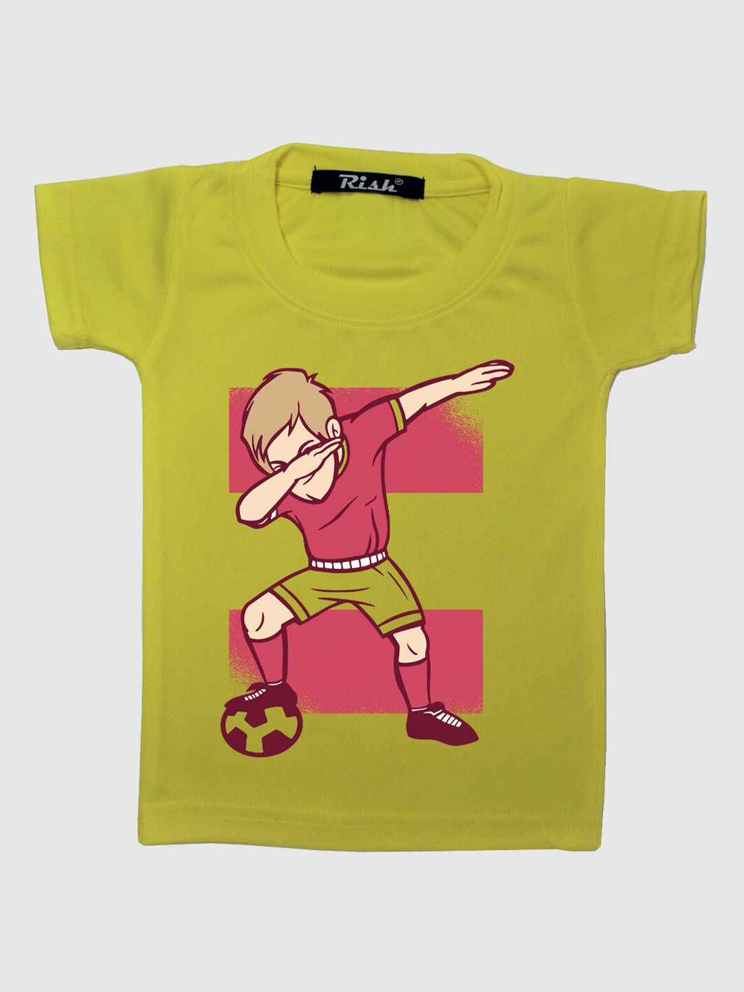 RISH Kids Yellow Dabbing Footballer Printed Oversized T-shirt