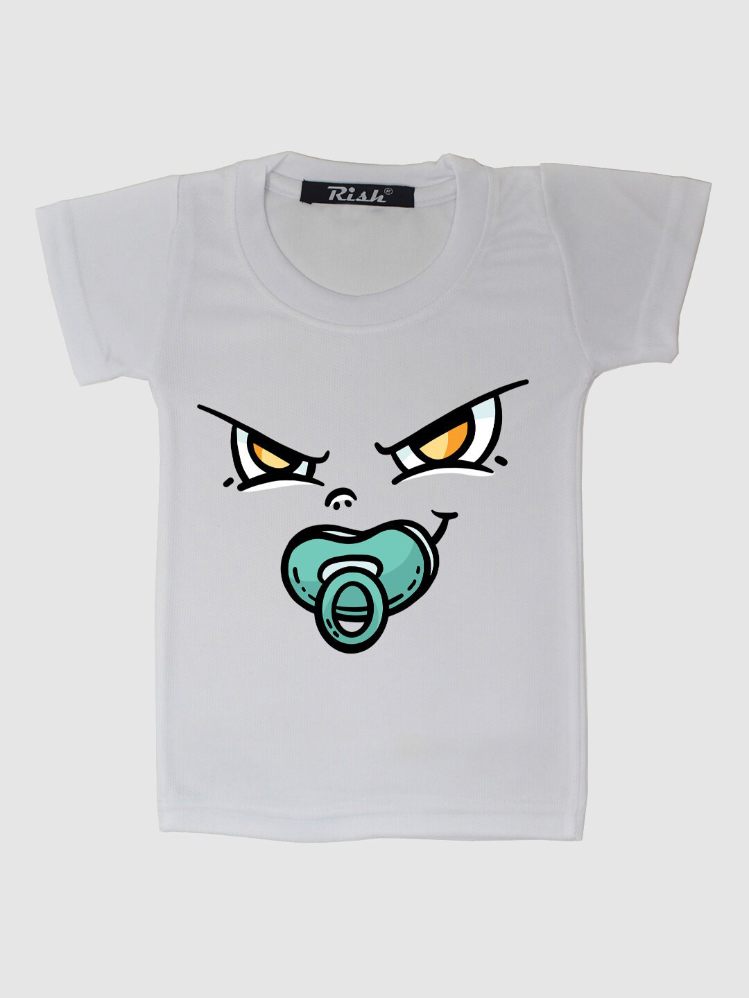 RISH Kids White Angry Baby Face Printed T-shirt