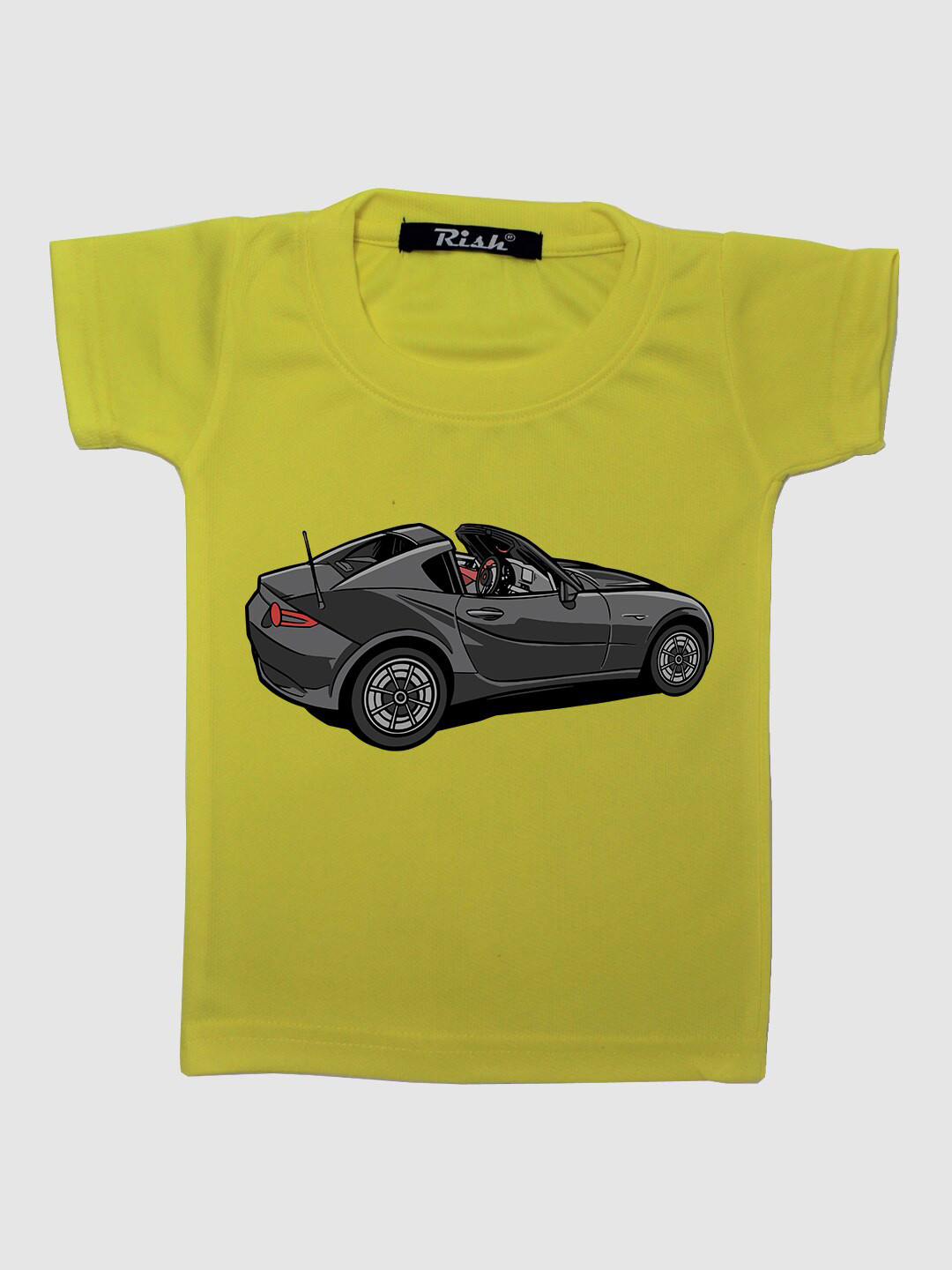 RISH Kids Yellow Car Printed Oversized T-shirt