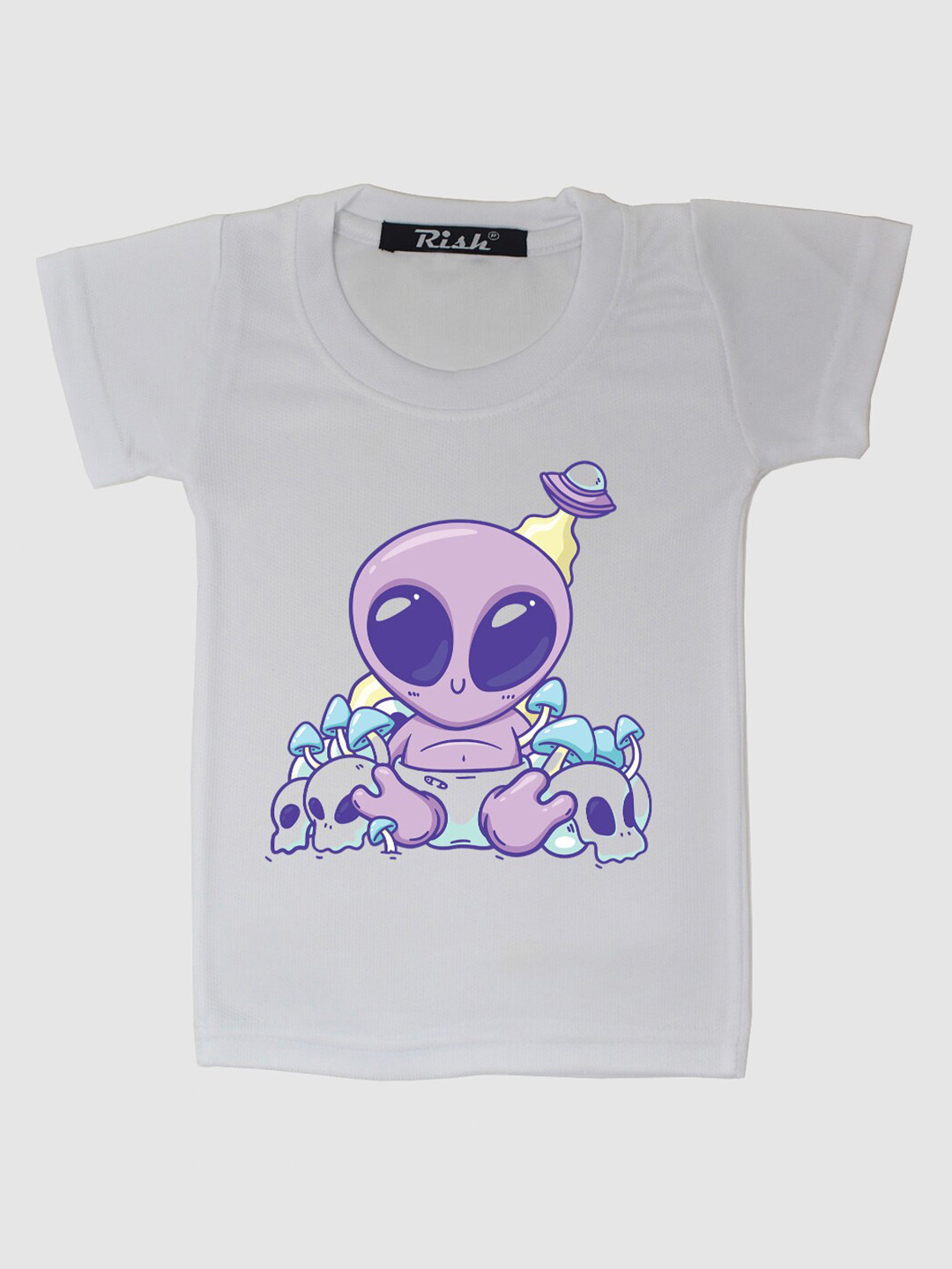 RISH Kids White Alien Baby Printed T-shirt