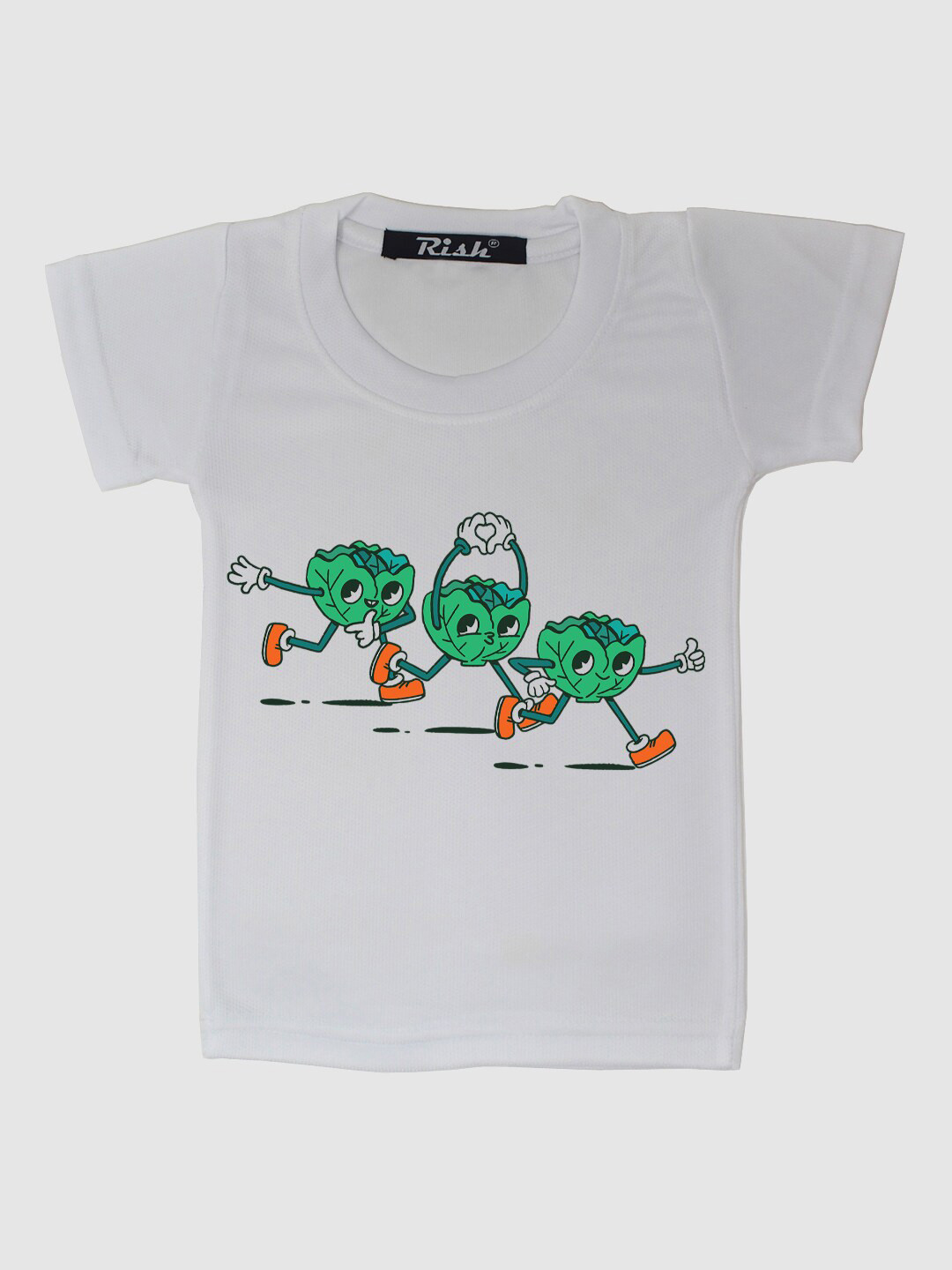 RISH Kids White Lettuce Trio Cartoon Printed Oversized T-shirt