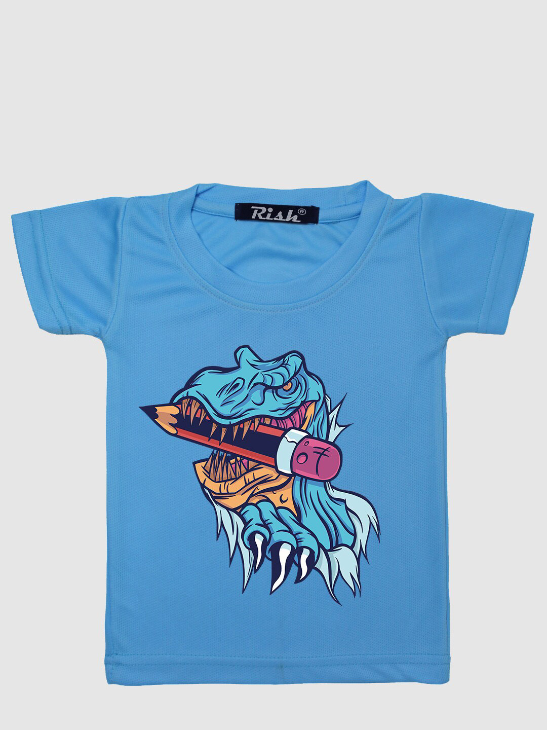 RISH Kids Blue Dinosaur Printed Oversized T-shirt