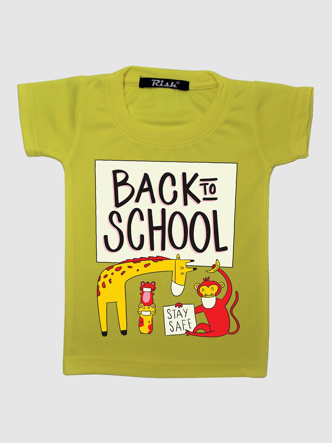RISH Kids Yellow Back To School Printed Oversized T-shirt