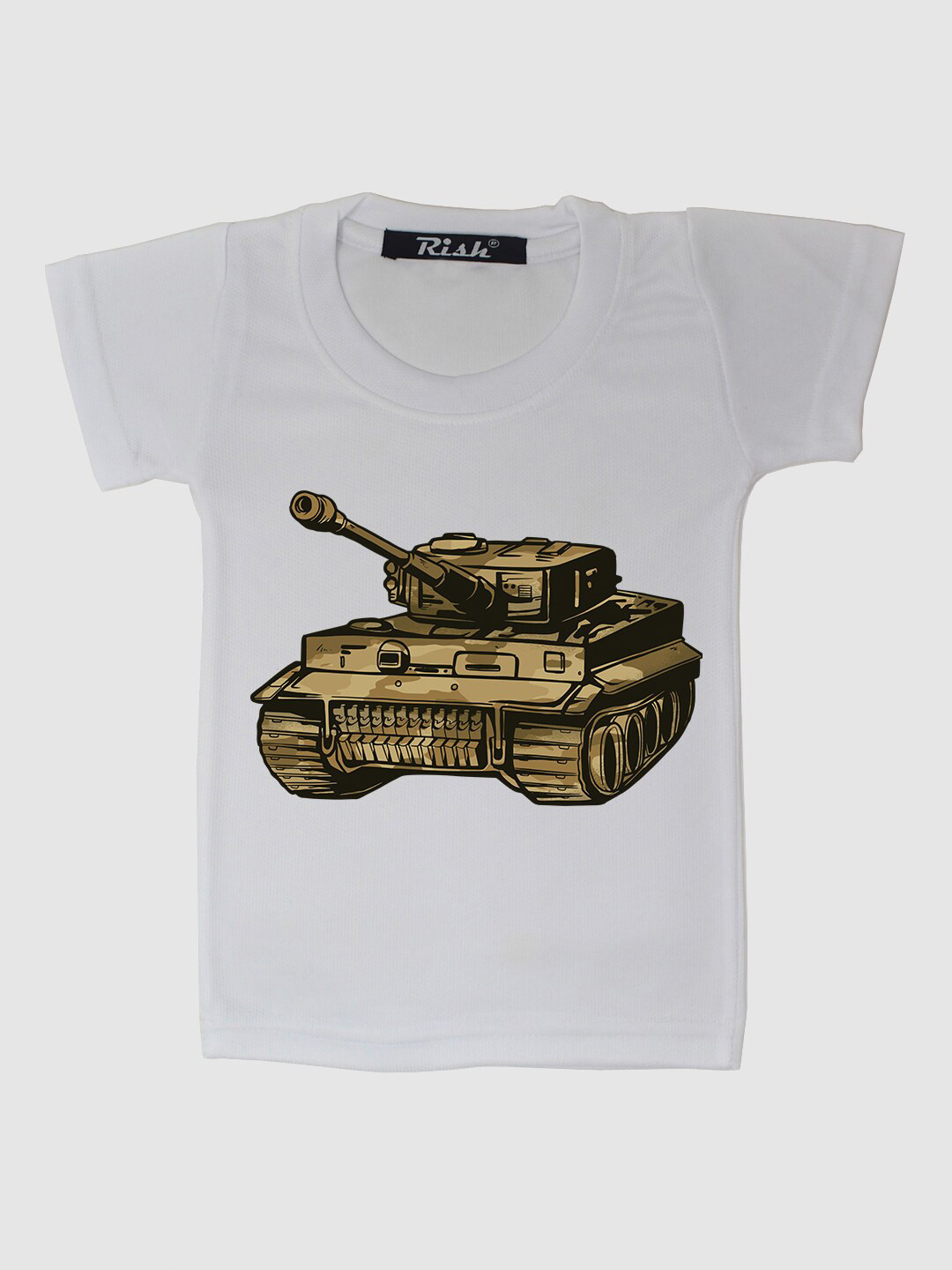 RISH Kids White Military Tank Printed Oversized T-shirt