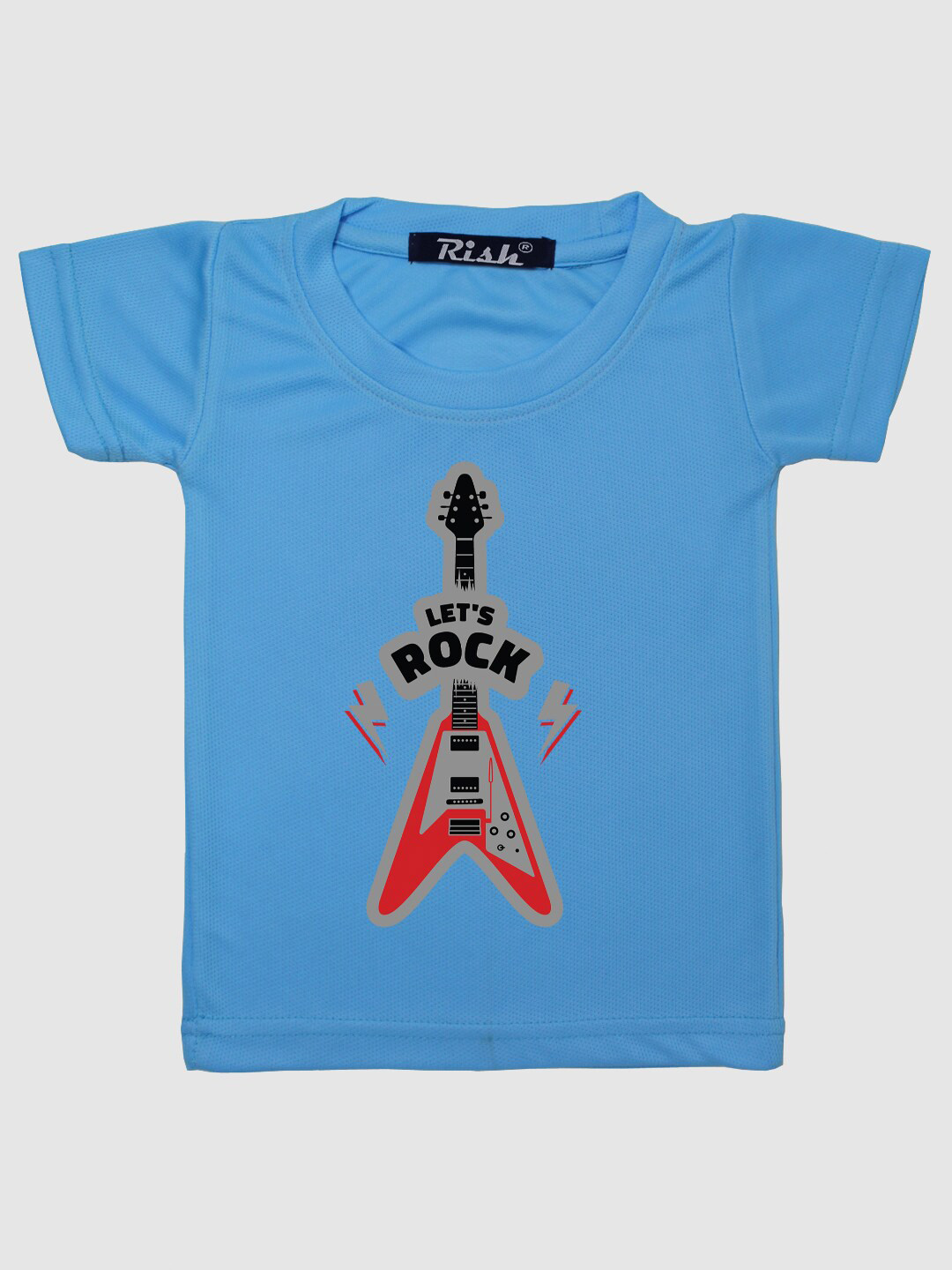 RISH Boys Blue Lets Rock Guitar Printed Oversized T-shirt