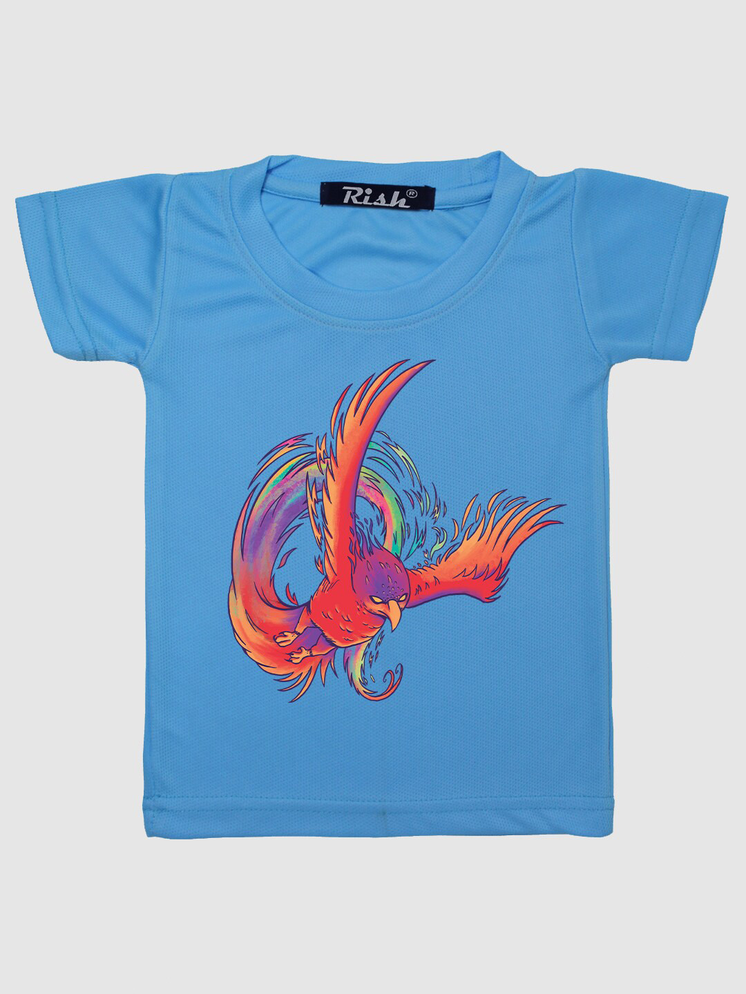 RISH Kids Blue Colourful Phoenix Printed T-shirt